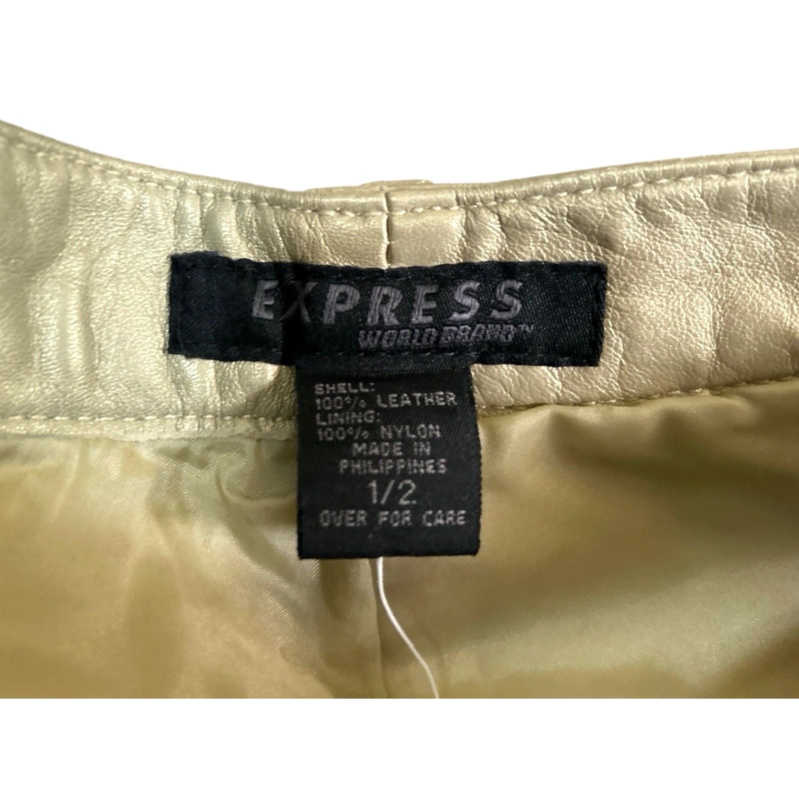 Express VINTAGE Express Leather Bootcut Pants Womens 2 Gold 2000s Deadstock NWT Leather 32" Inseam Womens Size 26" / US 2 / IT 38 - 5 Thumbnail