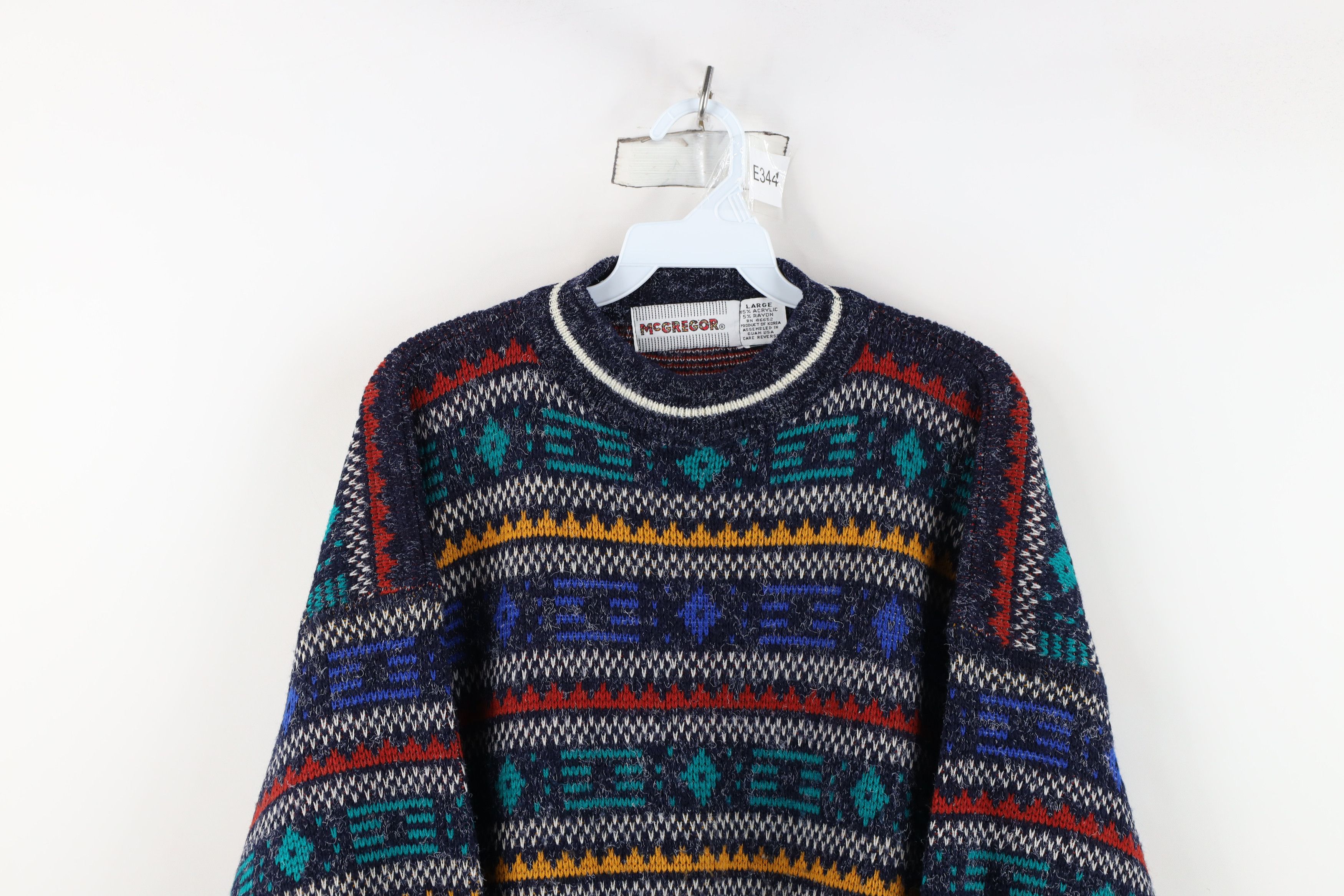 Vintage Vintage 90s Streetwear Geometric Knit Crewneck Sweater Size US L / EU 52-54 / 3 - 2 Thumbnail