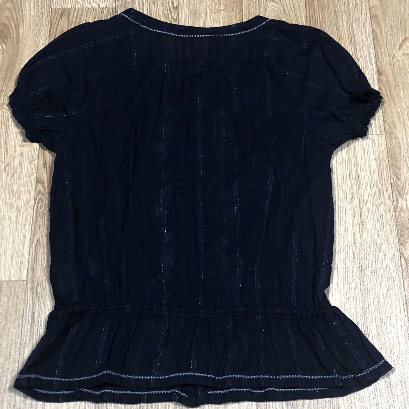 Superdry Superdry Folk Embroidery Blouse Eclipse Navy Size Medium Women’s Short Sleeve Shirt Size M / US 6-8 / IT 42-44 - 3 Thumbnail