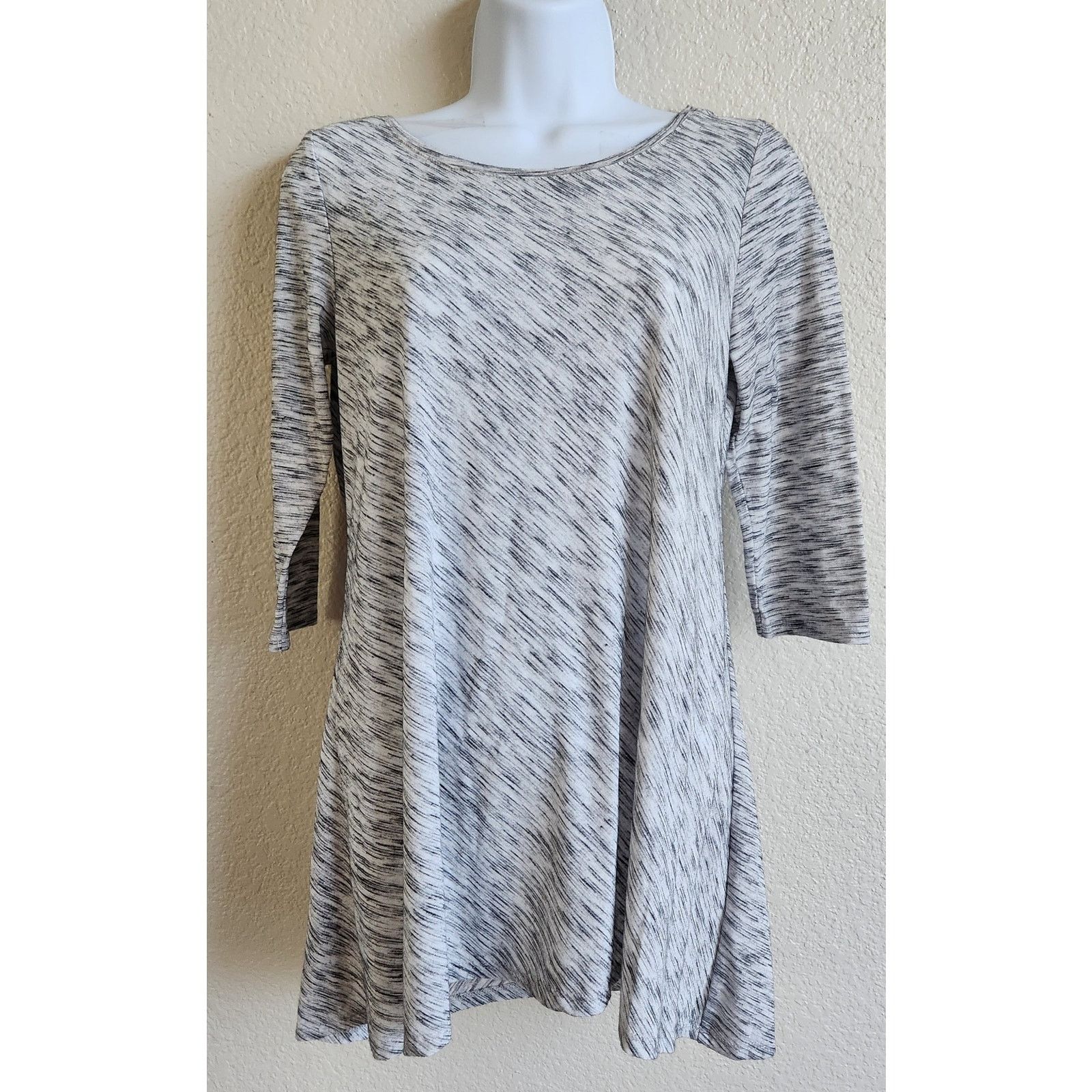 Other Hannah Petite Black White Marled Round Neck Top PS Soft Size S / US 4 / IT 40 - 1 Thumbnail