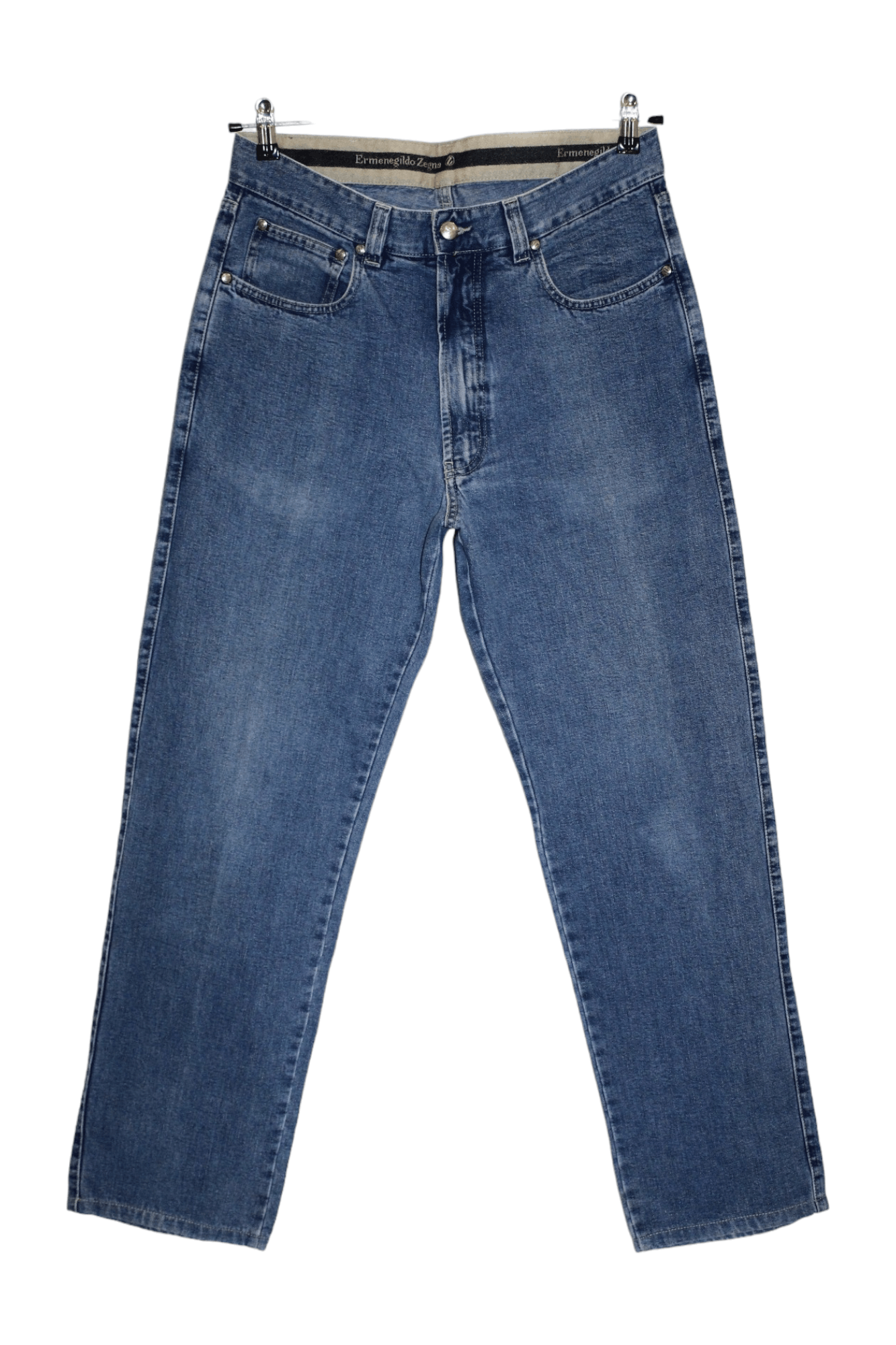 Ermenegildo Zegna Vintage Ermenegildo Zegna Blue Faded Denim Baggy Jeans Size US 31 - 11 Thumbnail
