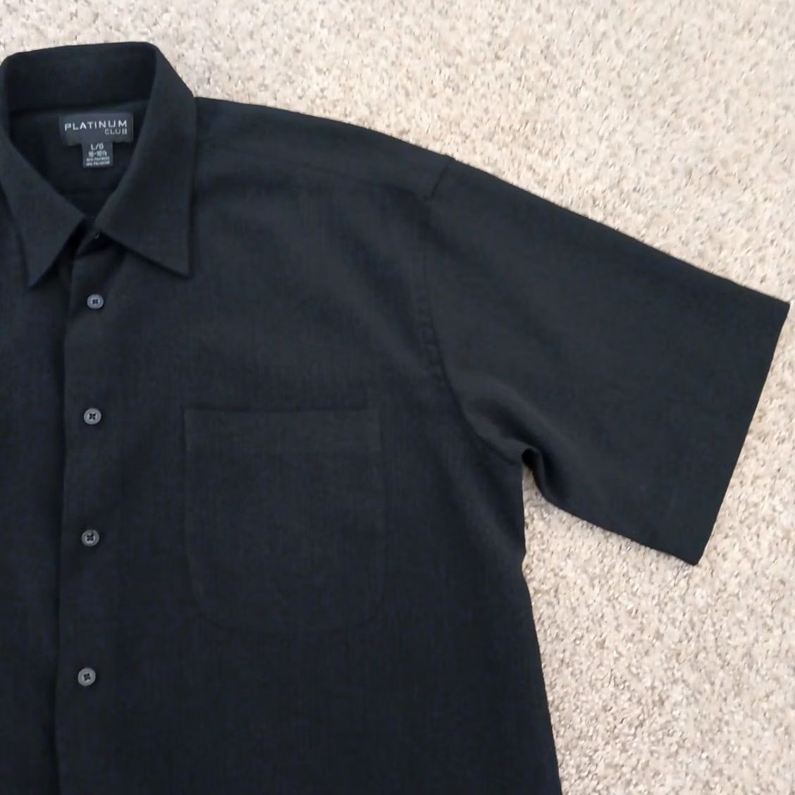 Vintage Platinum Shirt Mens Large Black Short Sleeve Button-Down Polyester Shirt Size US L / EU 52-54 / 3 - 3 Thumbnail