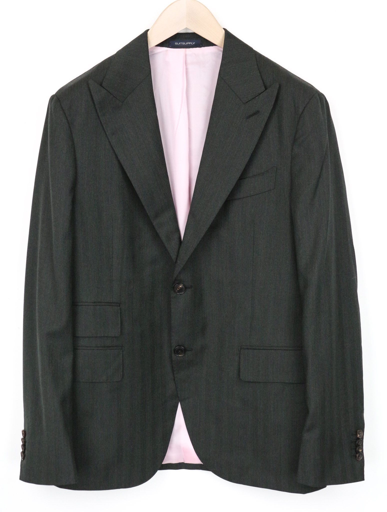image of Suitsupply La Spalla Uk42R Wool S130S Green Herringbone Blazer 71763, Men's