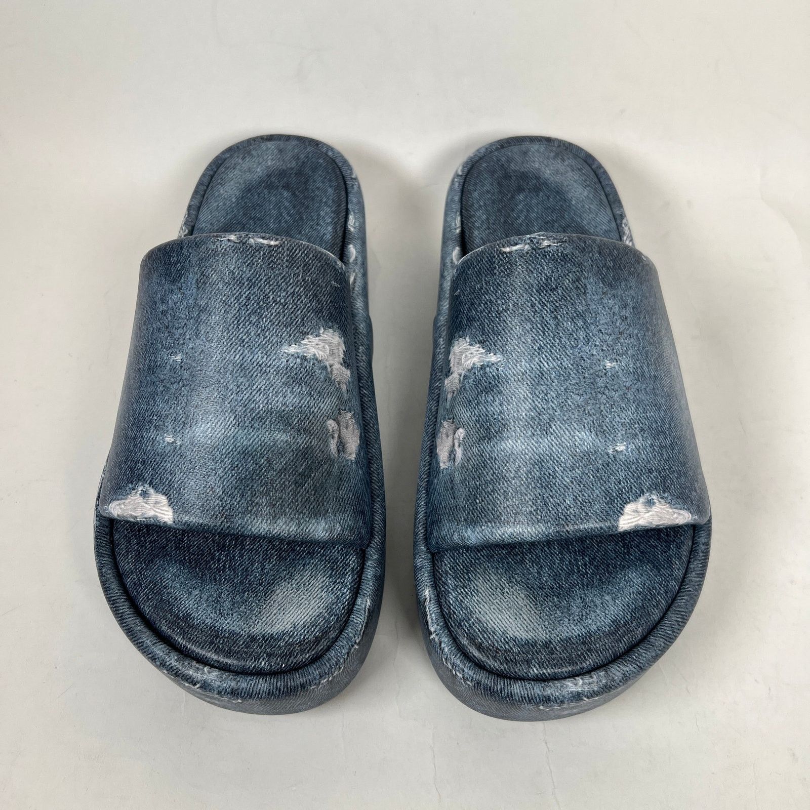 Balenciaga Balenciaga Blue Denim Trompe L'oeil Platform Slide Size 40 Size US 10 / IT 40 - 2 Thumbnail