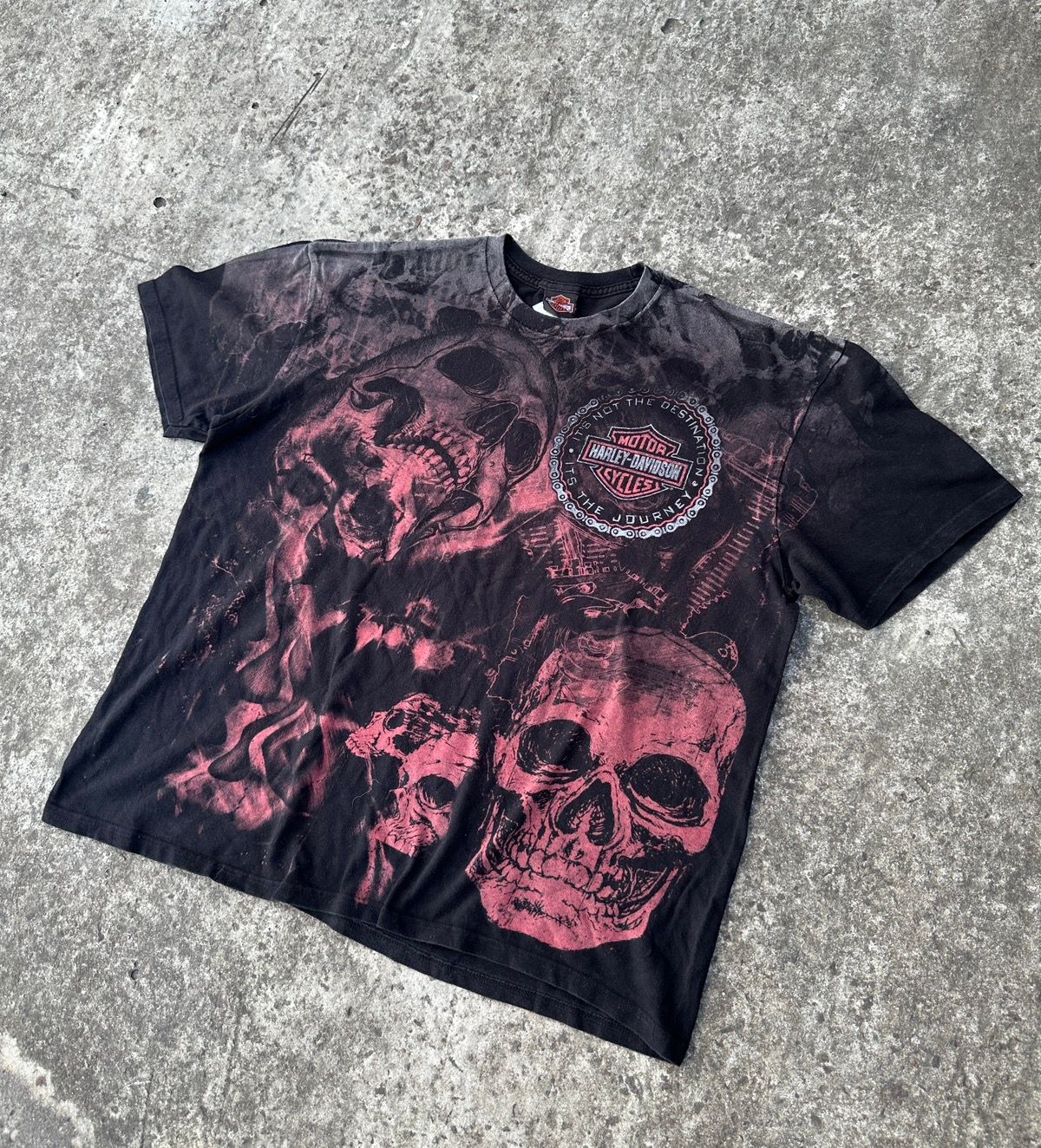Pre-owned Harley Davidson X Made In Usa Vintage Harley Davidson T-shirt Skulls Streetwear 90's In Black