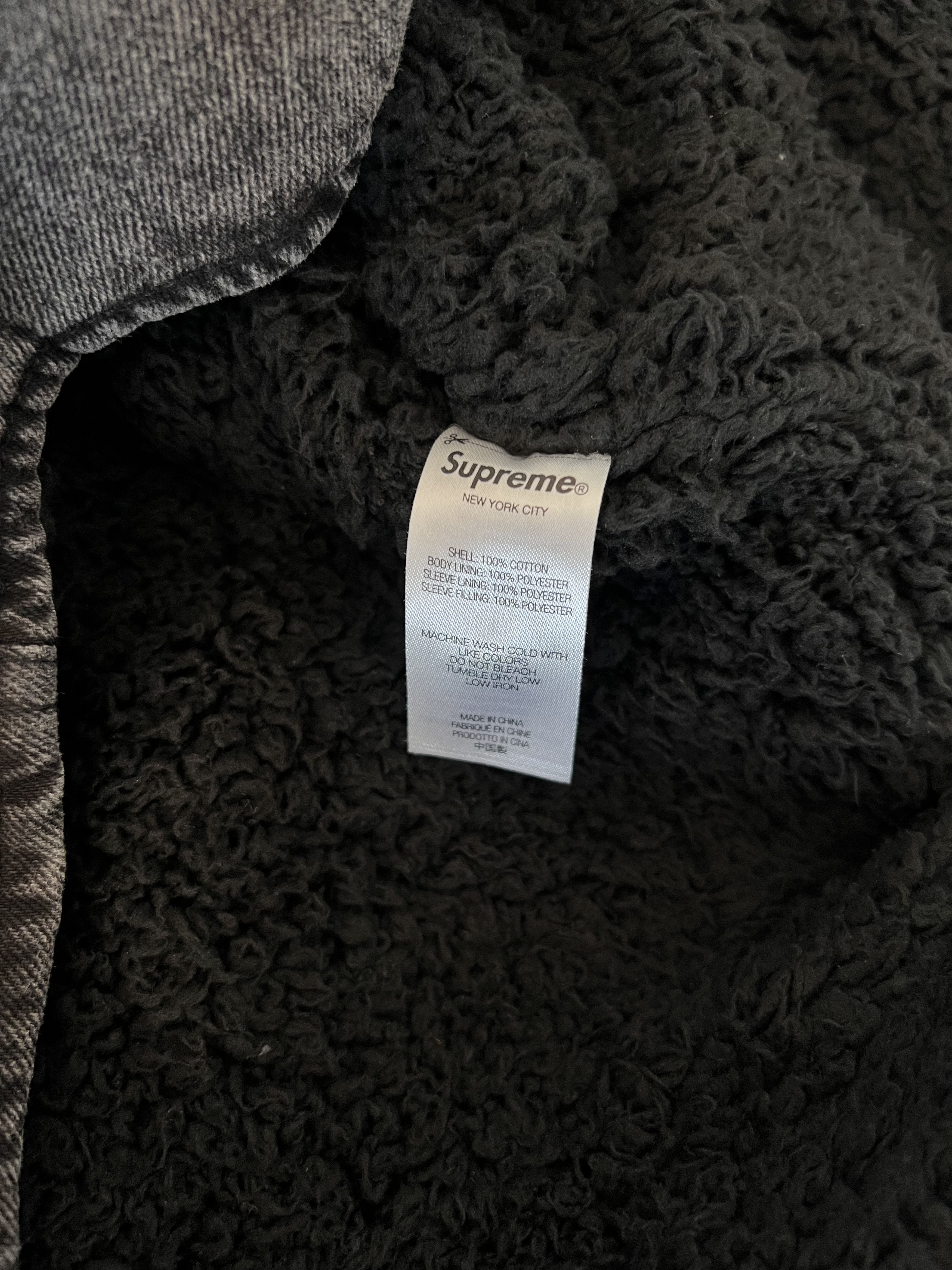 Supreme Supreme Faux Shearling Denim Work Shirt in Black Size US M / EU 48-50 / 2 - 7 Thumbnail