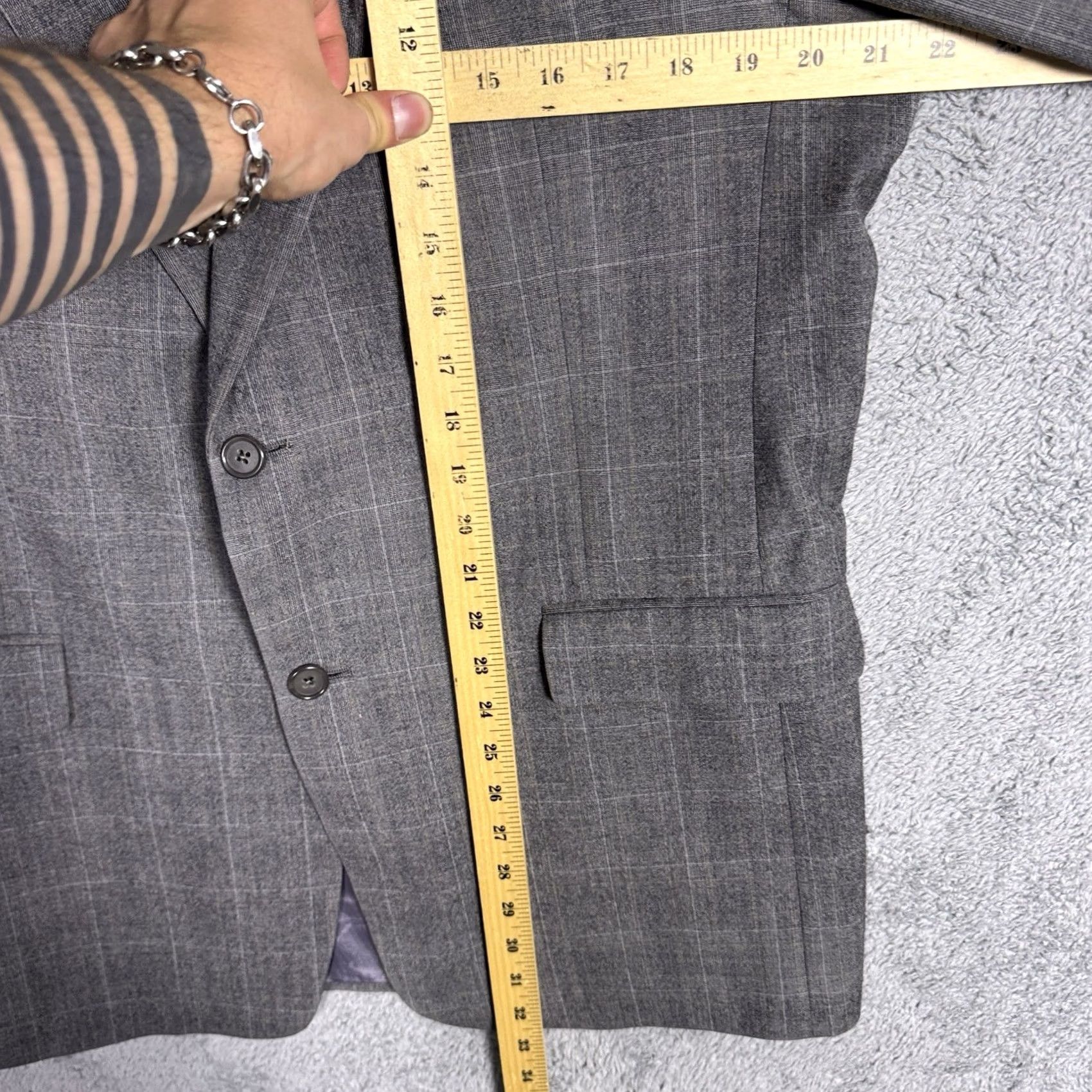 Hart Schaffner Marx Hart Schaffner Marx Suit Men 42R 34x28 Raised Napped Wool Gray Trumpeter Gold Size 42R - 6 Thumbnail