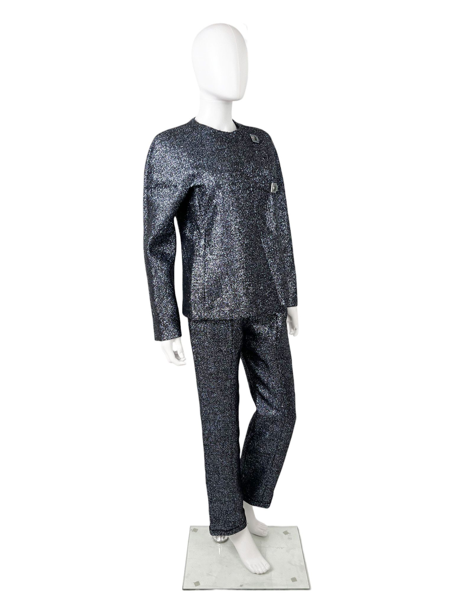 Versace by Donatella F/W 1998 Satin Embellished Wool Set Size S / US 4 / IT 40 - 3 Thumbnail