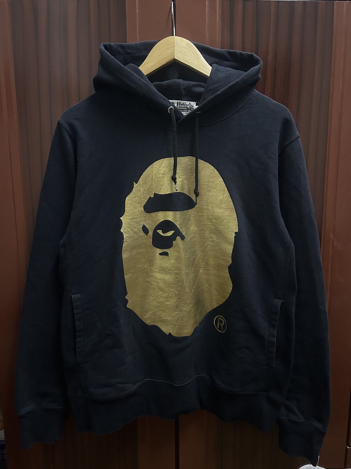 Bape black gold hoodie best sale