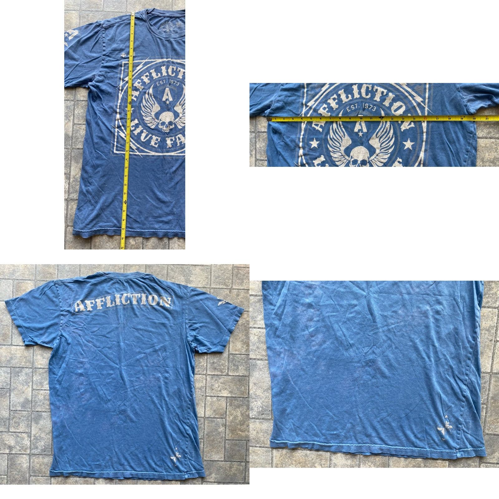 Affliction Affliction T-Shirt Men XL Blue Live Fast Skull Wings Size US XL / EU 56 / 4 - 8 Thumbnail