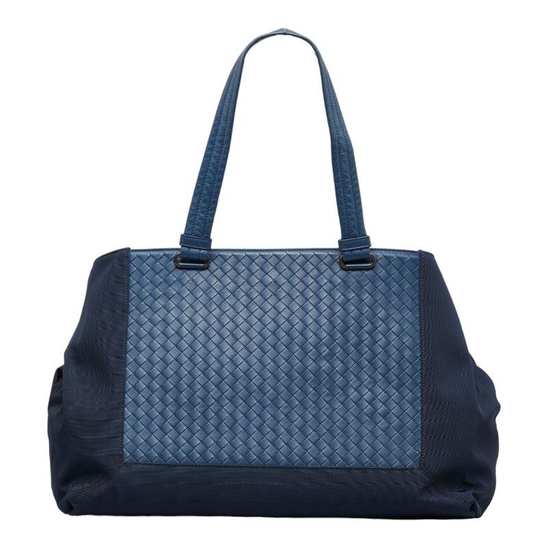 image of Bottega Veneta Intrecciato Two Tone Handbag in Blue, Women's