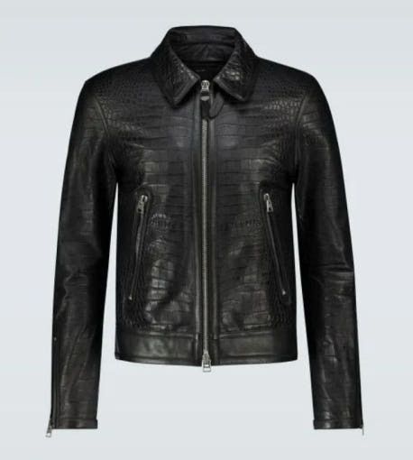 Tom Ford o1sm1stk0725 Croc Effect Piping Leather Blouson Jacket Black Size US L / EU 52-54 / 3 - 1 Preview