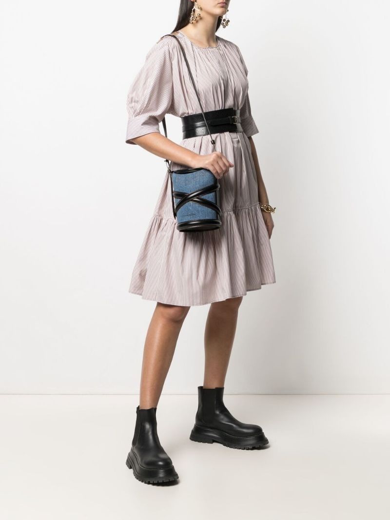 Alexander McQueen ALEXANDER MCQUEEN Curve compact denim leather bucket bag q Size ONE SIZE - 4 Thumbnail