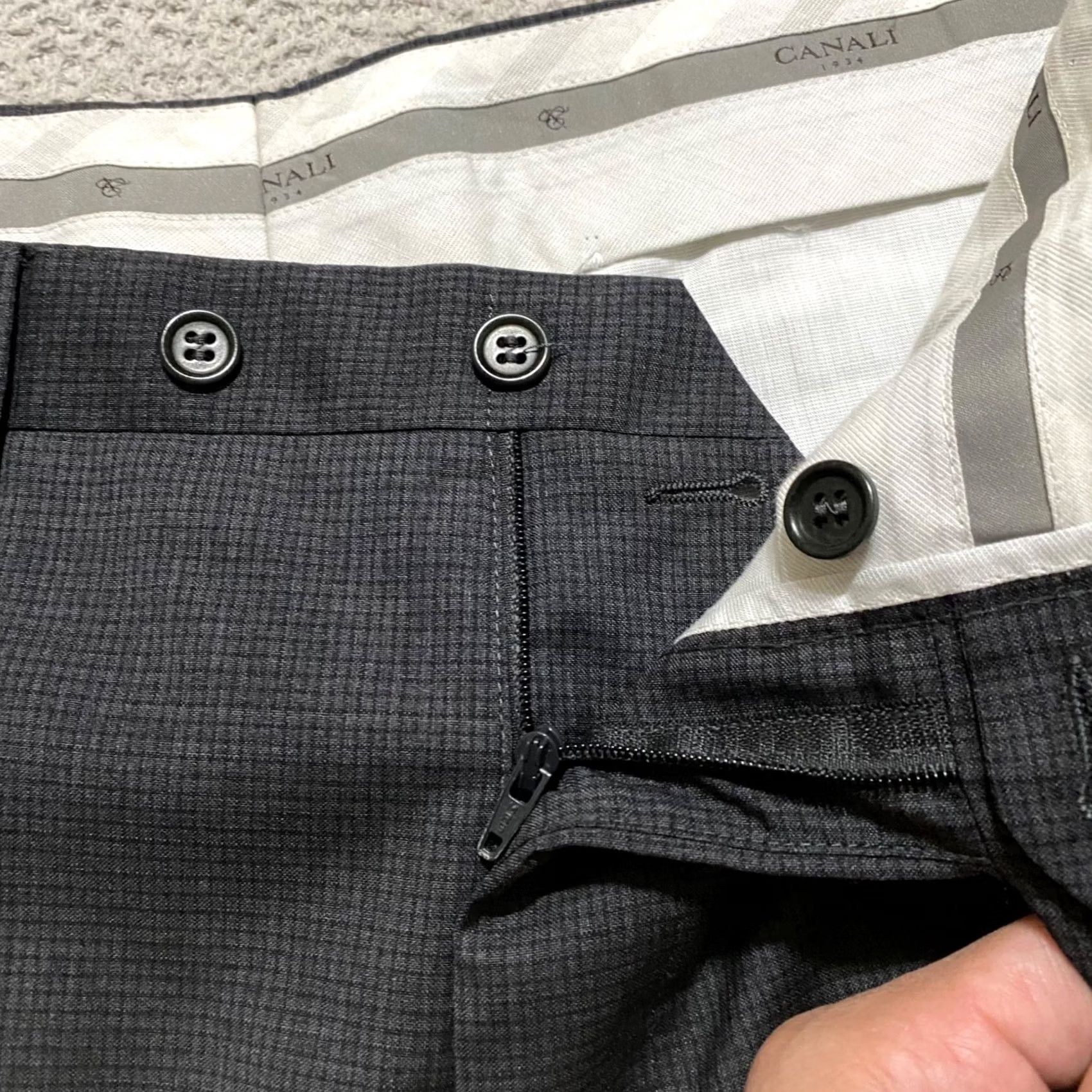 Canali Canali Dress Pants Mens sz 38 Gray Plaid Straight Relaxed 100% Wool Business Size US 38 / EU 54 - 4 Thumbnail