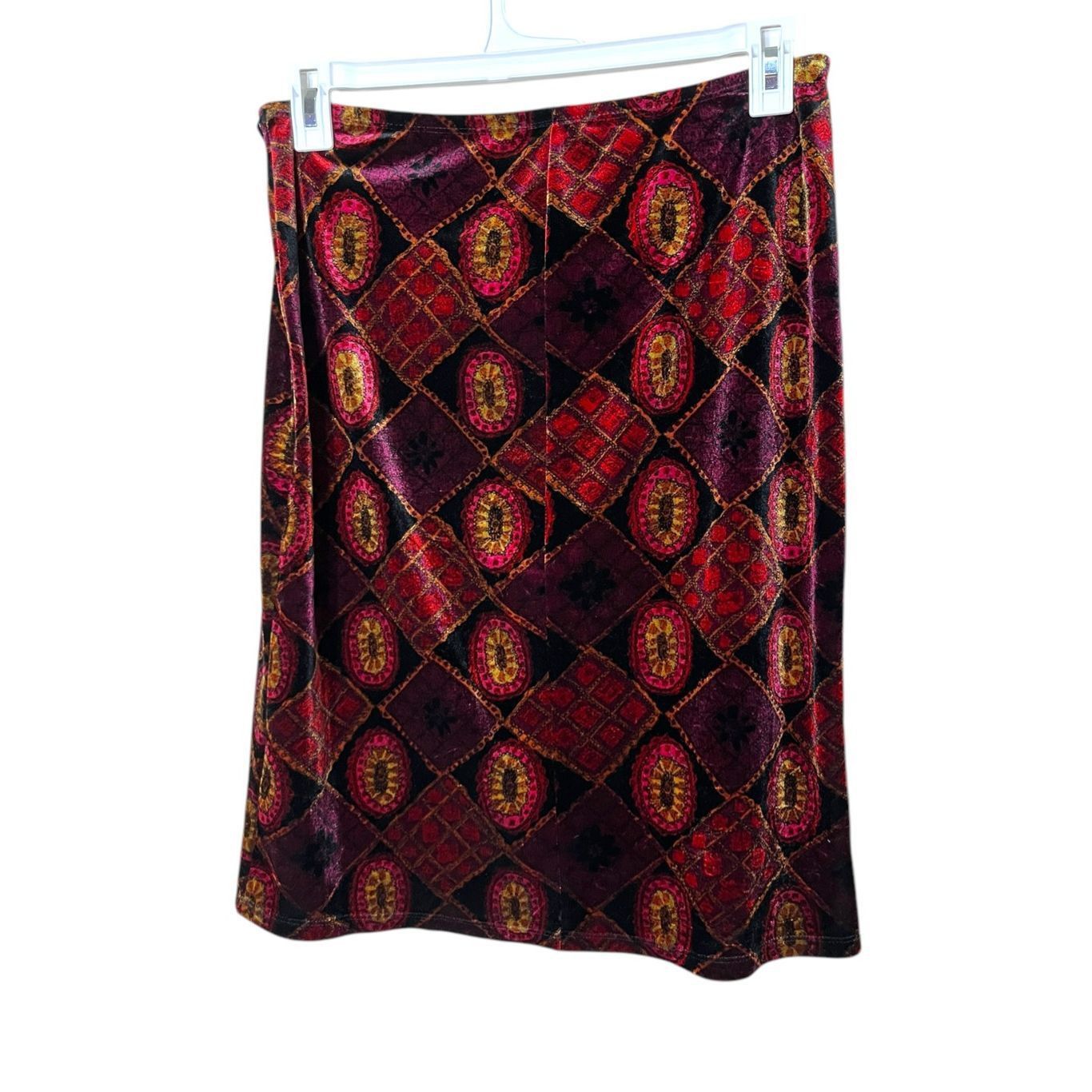 Other Vintage Wanted Clothing Skirt Purple Red Pink Floral Velvet Size 26" / US 2 / IT 38 - 6 Thumbnail