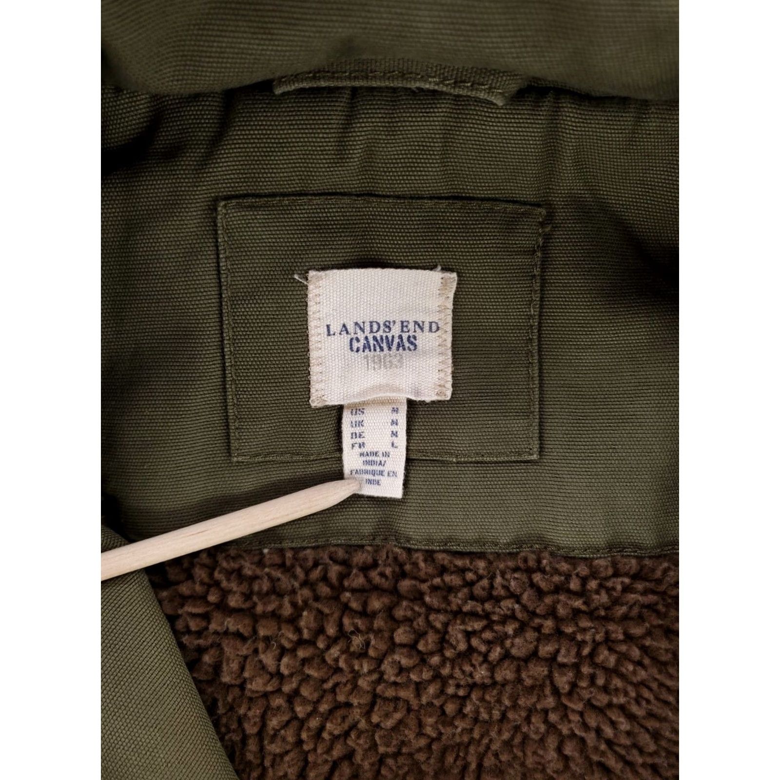 Lands' End Lands' End Fishtail Parka Canvas Sherpa Lined Hooded Olive Green Jacket Mens M Size US M / EU 48-50 / 2 - 2 Thumbnail