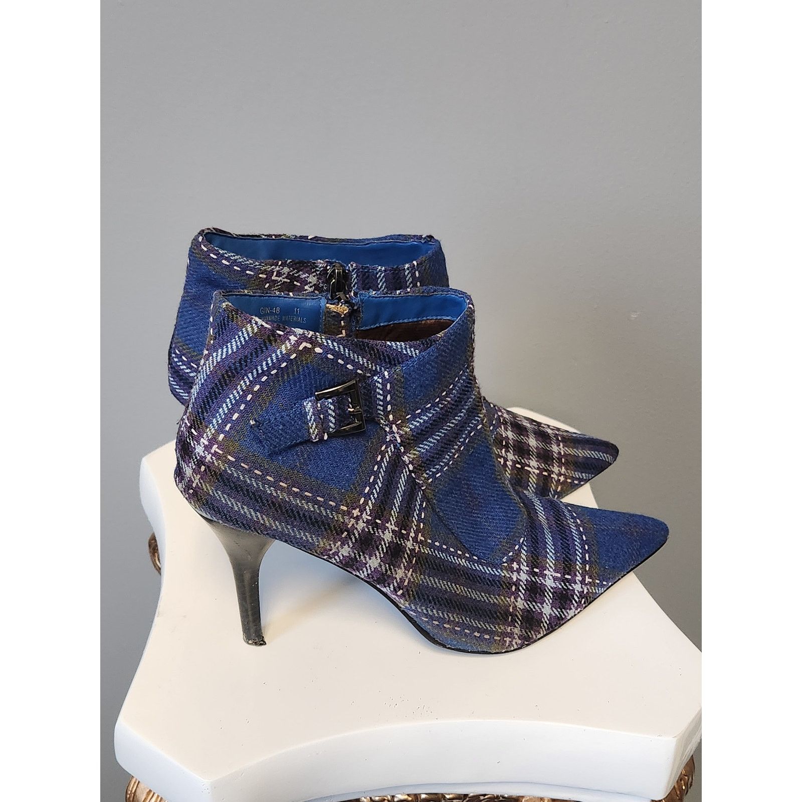 Giani Bernini Bertini Plaid Pointed Toe Shoe Booties 11 Size US 11 / IT 41 - 4 Thumbnail