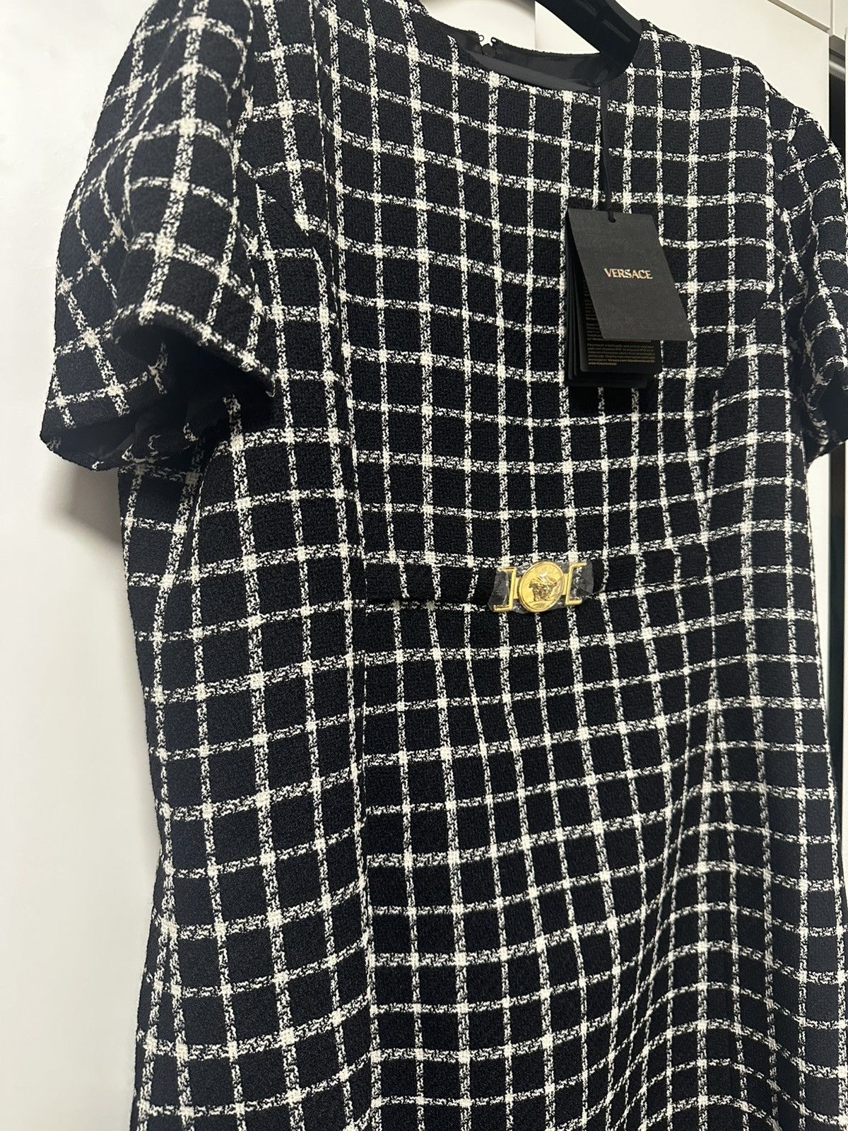 Versace Versace Black Check Dress Size XL / US 12-14 / IT 48-50 - 8 Thumbnail