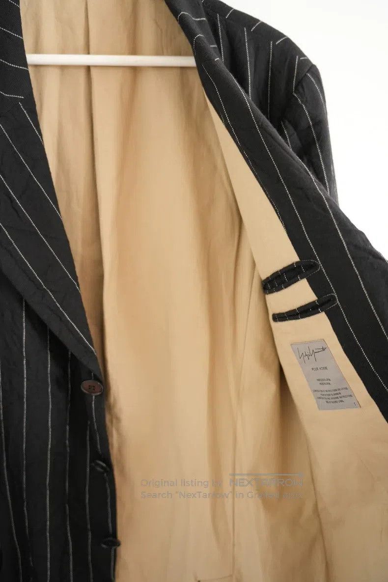 Yohji Yamamoto Yohji Yamamoto size 1 11aw Raven Stripe Pleated blazer Size 48R - 5 Thumbnail