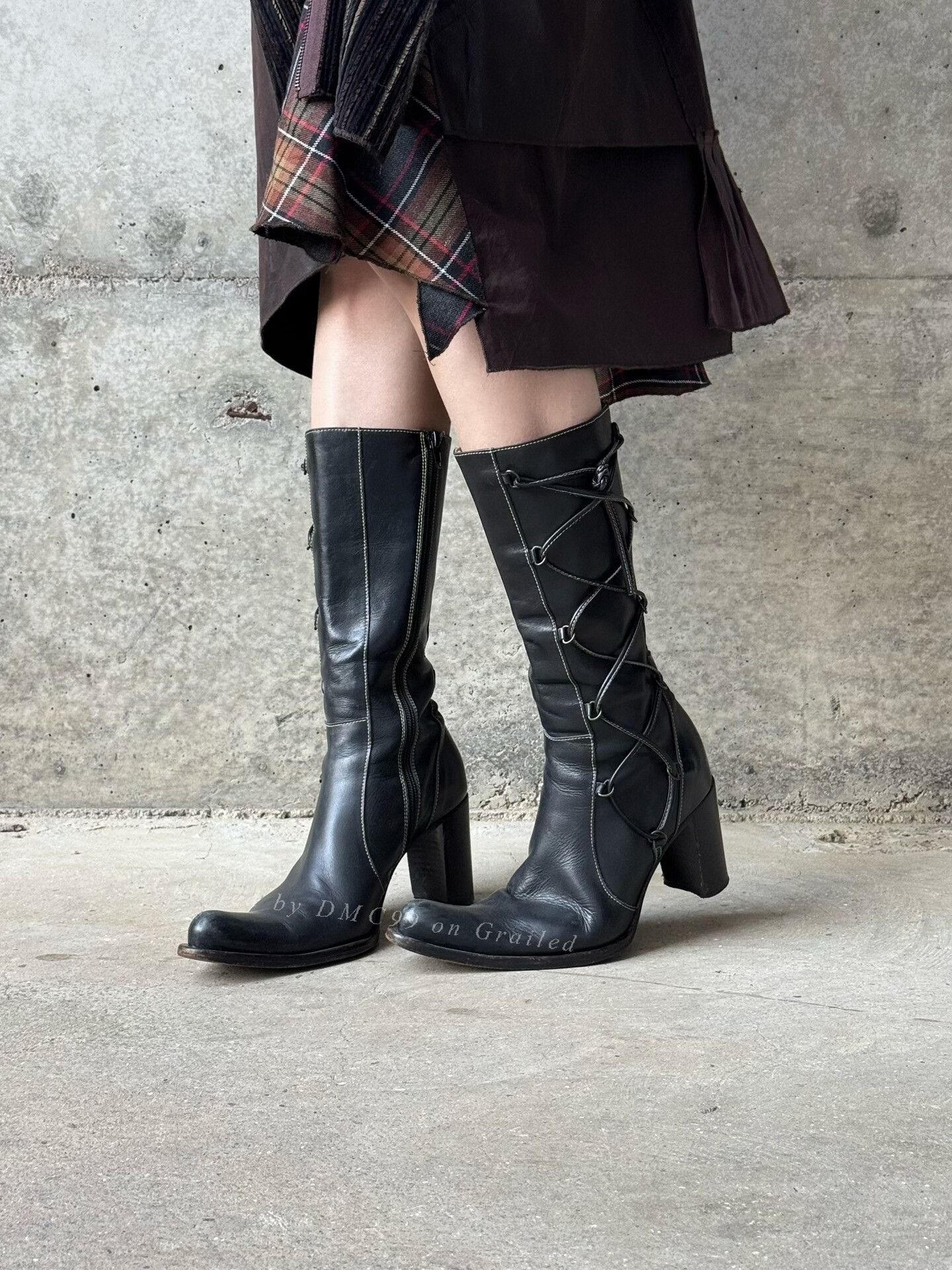 Italian Vero Cuoio High-Heel Lace-Up Boots display picture 1