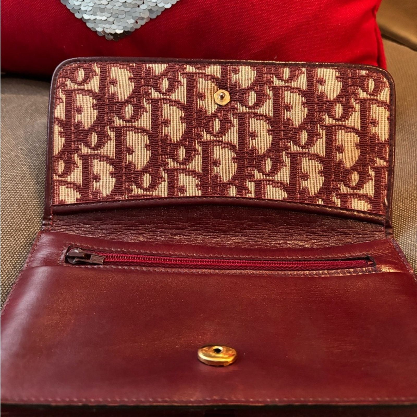 Dior Dior Trotter vintage Burgundy Monogram Clutch wallet Size ONE SIZE - 9 Thumbnail