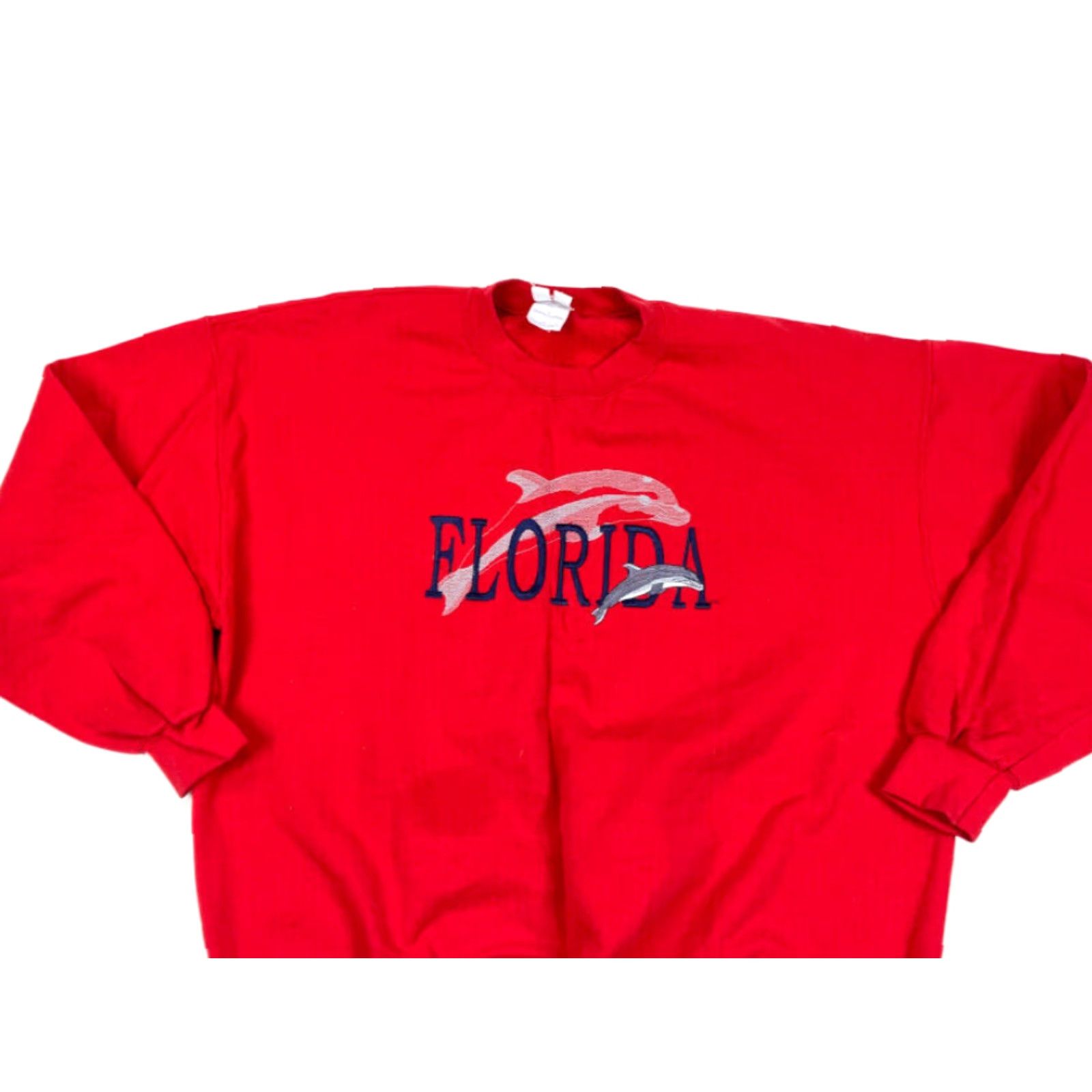 Gildan VINTAGE Gildan Florida Embroidered Dolphin Sweatshirt Mens XL Red Lightweight Crew Neck Pullover Retro Size US XL / EU 56 / 4 - 3 Thumbnail