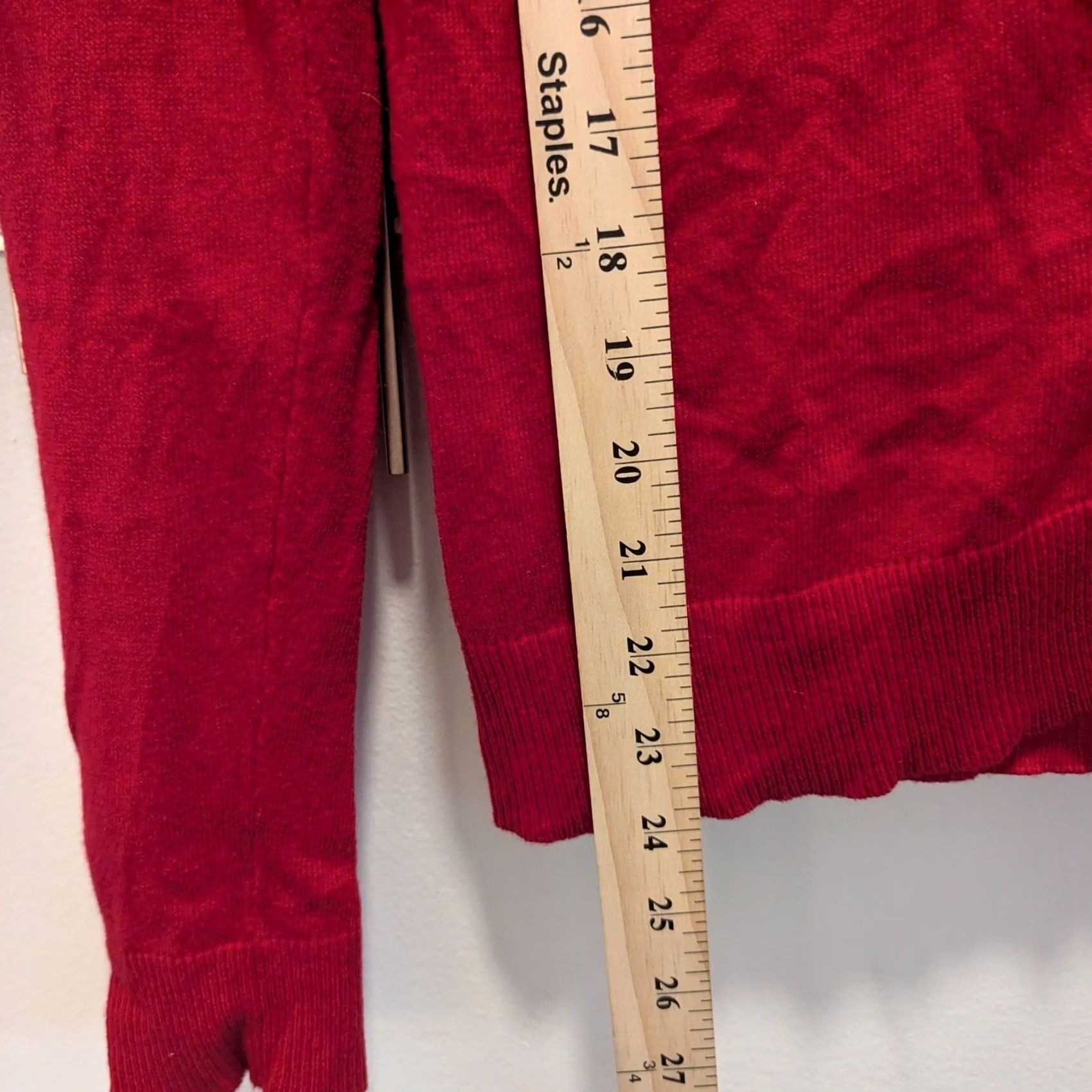 Vintage 7th Avenue NY & Co Red V-Neck Cardigan Sweater Womens M Jewel Button Front Lightweight Knit Casual Workwear Size M / US 6-8 / IT 42-44 - 7 Thumbnail