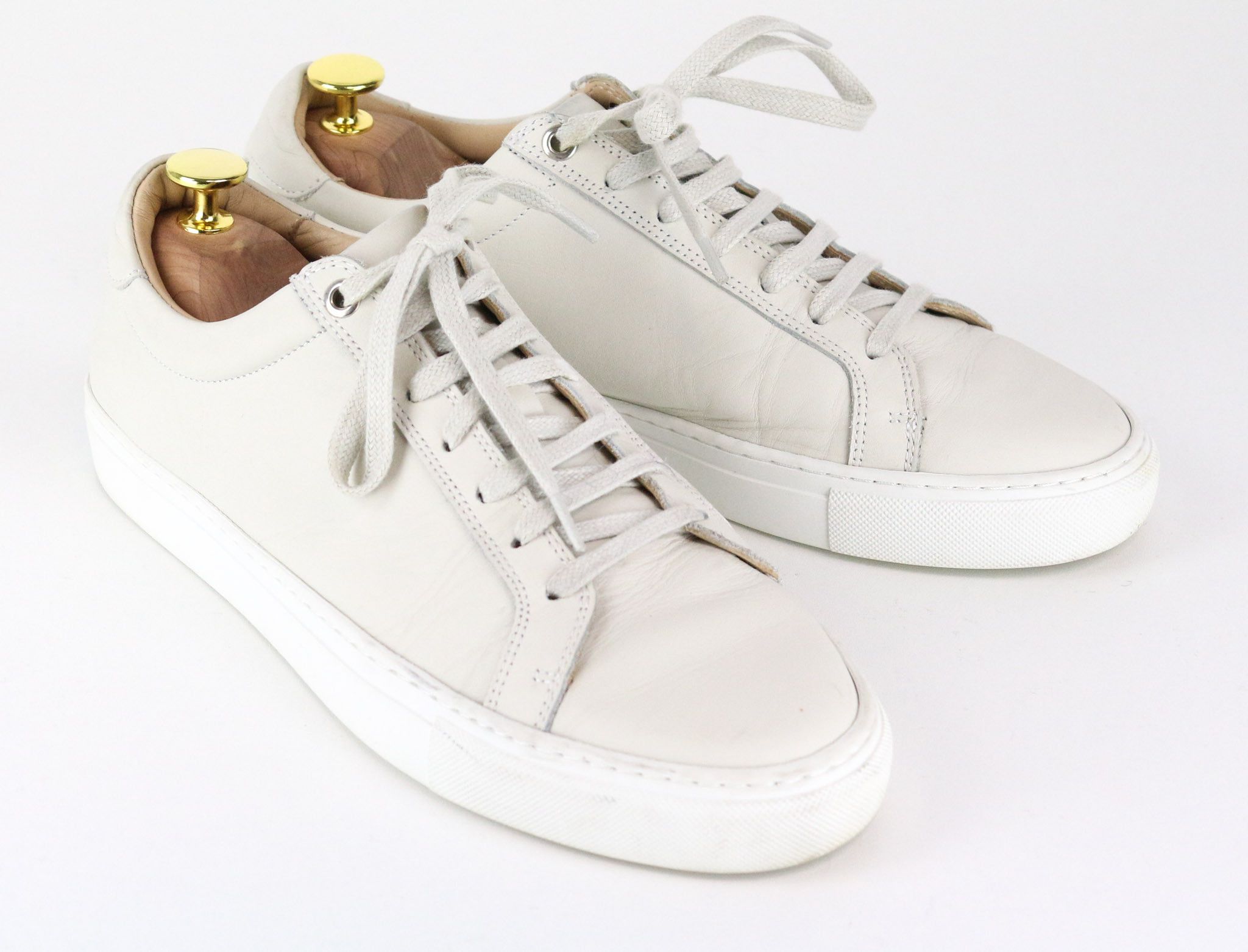 Suitsupply Eu40 Light Grey Leather Laced Low-Top 72746 Shoes, Men's