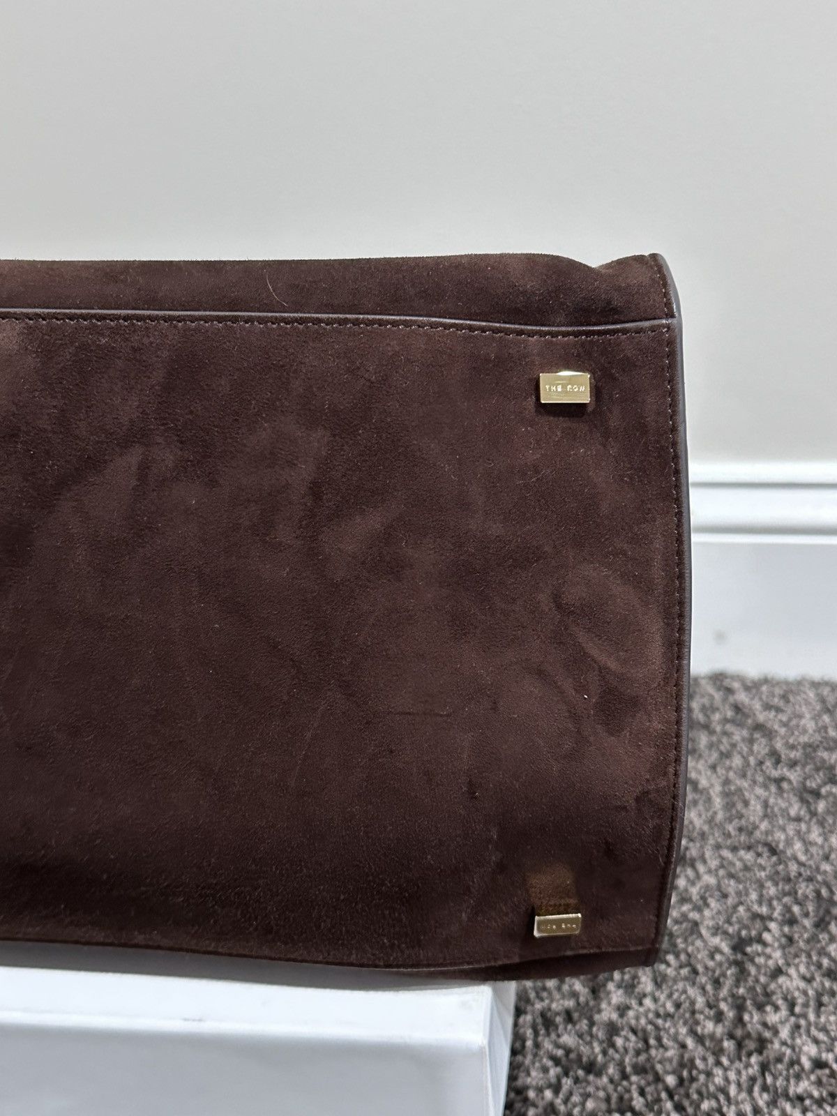 The Row The Row Soft Margaux 17 Brown Suede Leather Top Handle Bag Size ONE SIZE - 14 Thumbnail