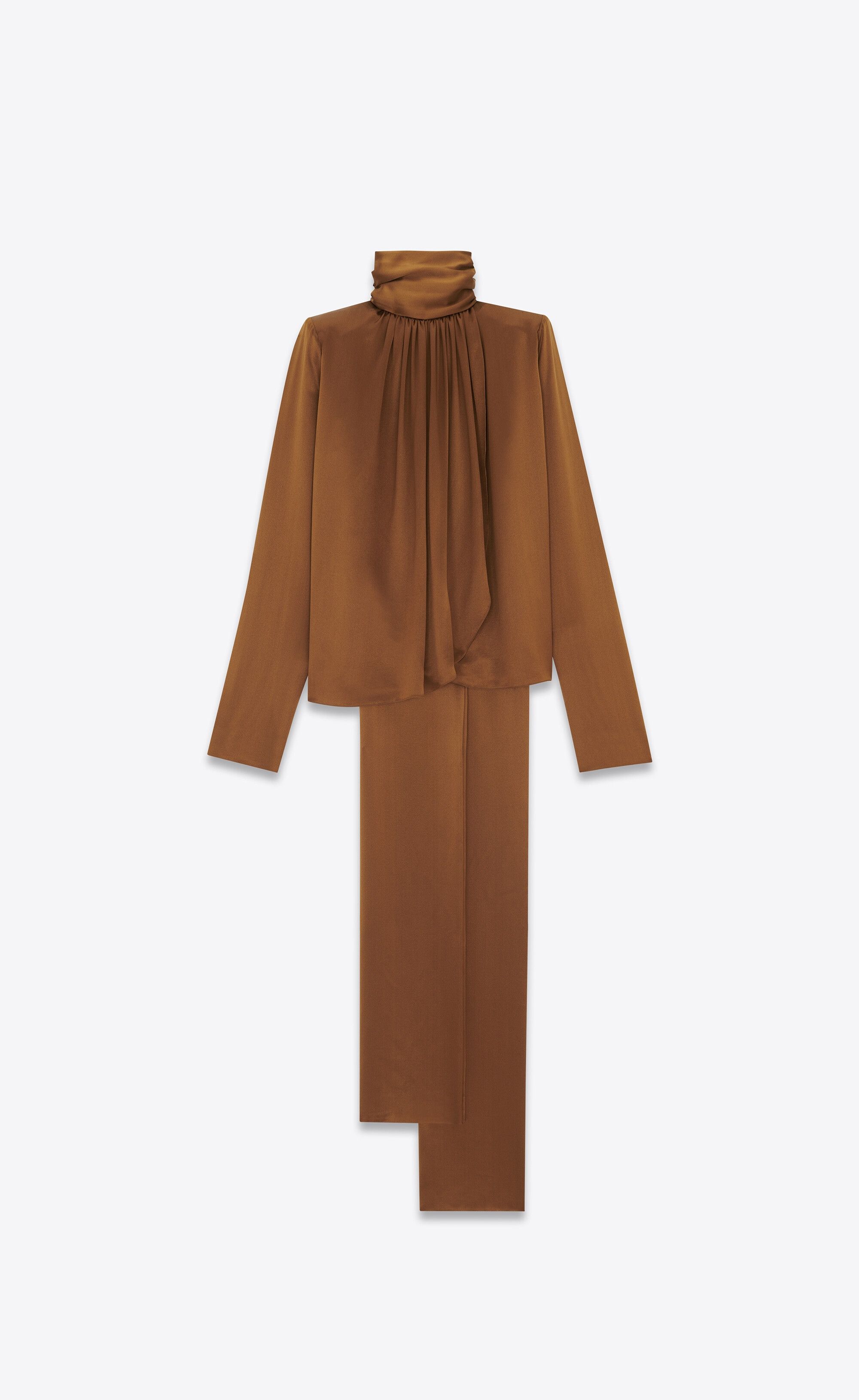 Saint Laurent Paris o1s1wg110125 767240 Lavallière-Neck Blouse Silk Satin Crepe Size XS / US 0-2 / IT 36-38 - 3 Thumbnail