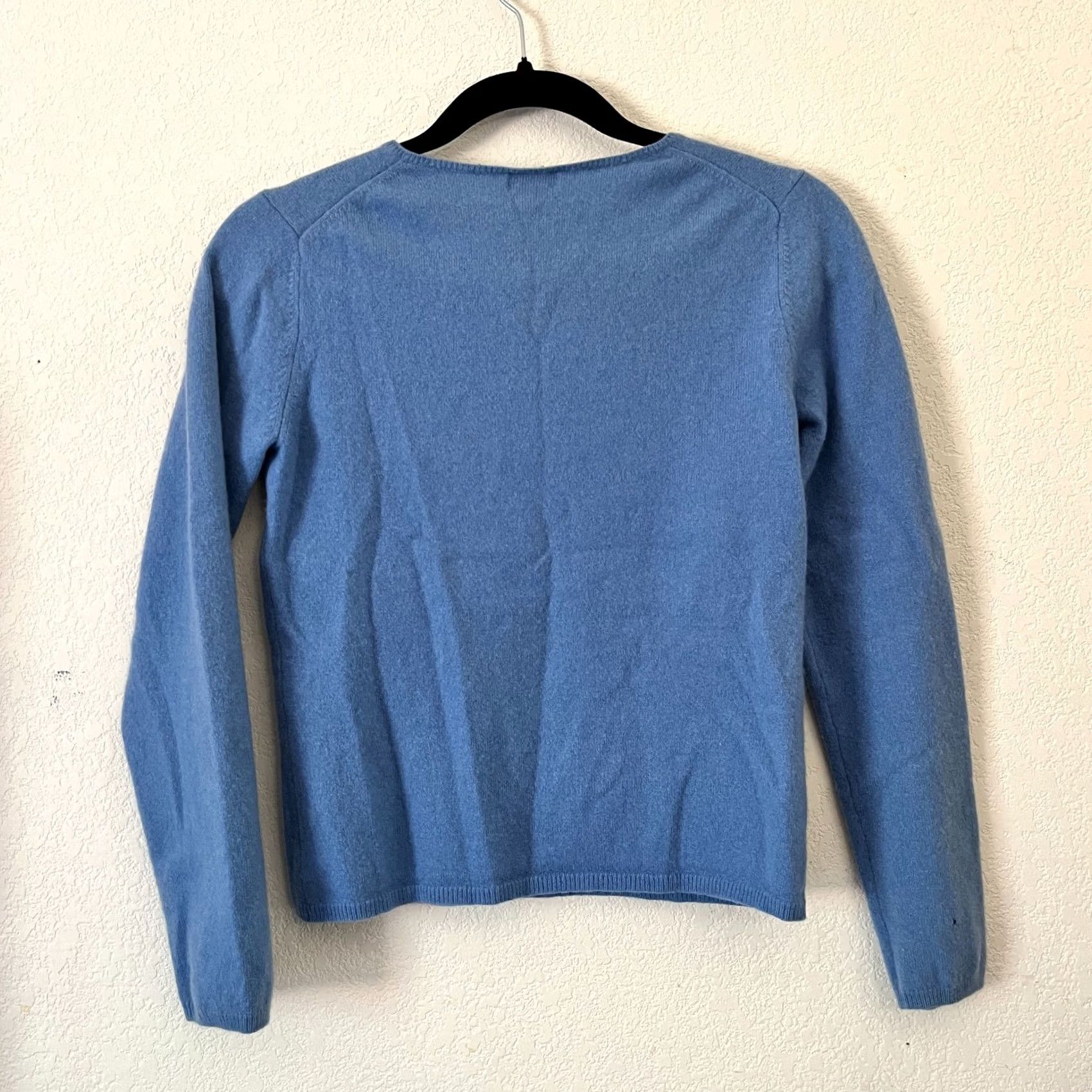 Vintage Evie Womens V-Neck Sweater Blue Knit Pullover Lightweight Cashmere/Wool Medium Size M / US 6-8 / IT 42-44 - 2 Thumbnail