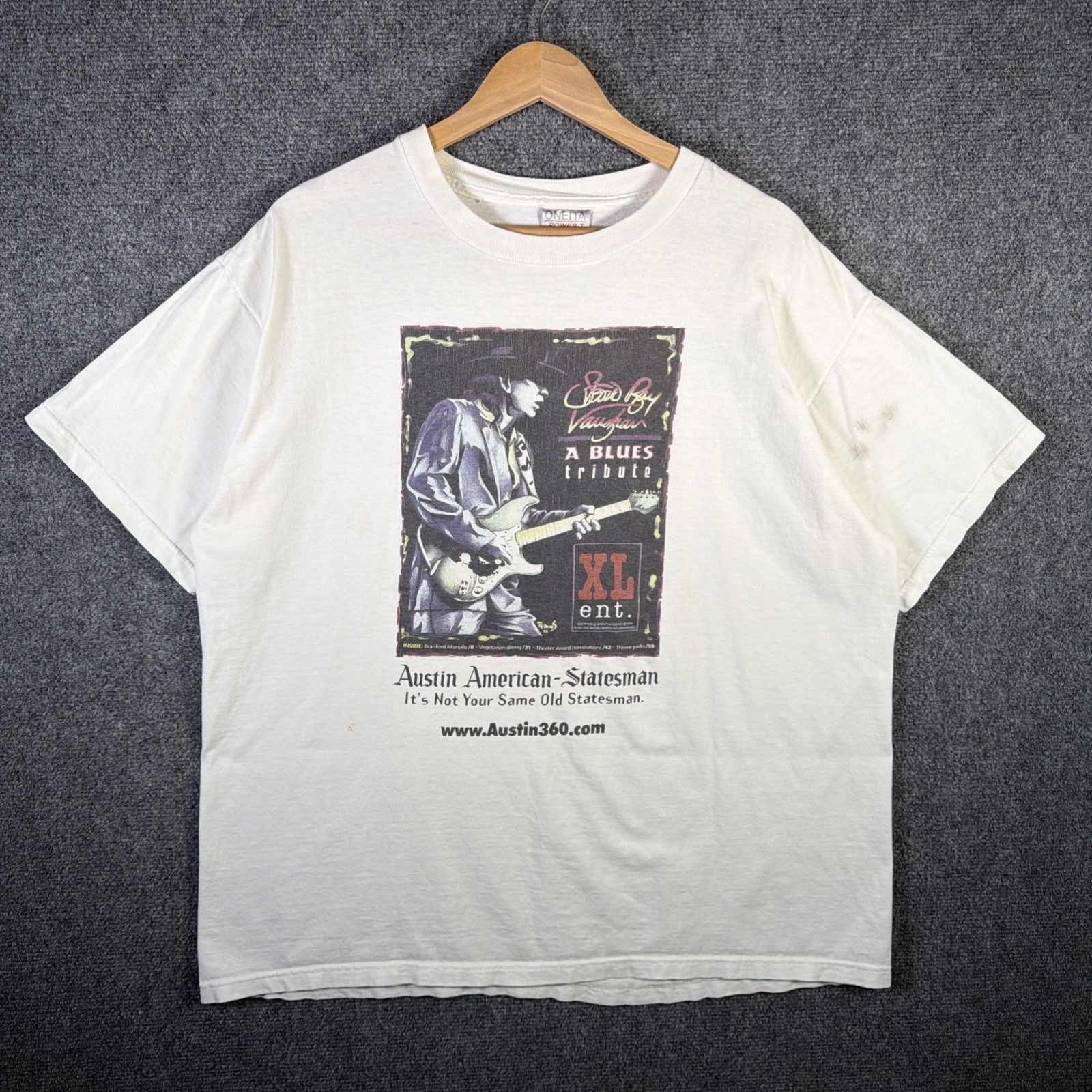 Band Tees Vintage Stevie Ray Vaughan Shirt Mens XL White 90s Guitar Size US XL / EU 56 / 4 - 1 Thumbnail