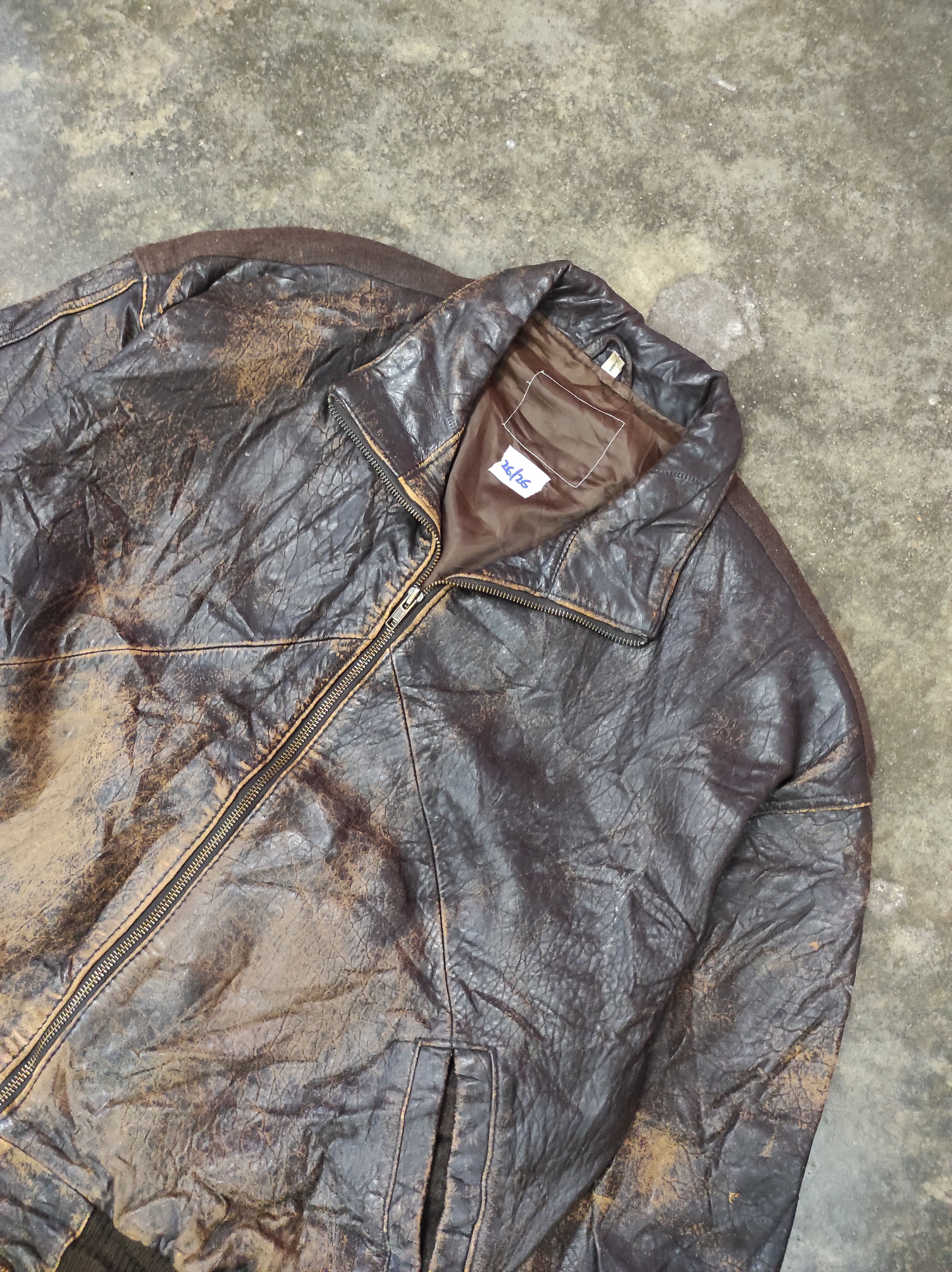Genuine Leather RARE VTG EMBROIDERY WOOL LEATHER JACKET DISTRESSED Size US L / EU 52-54 / 3 - 4 Thumbnail
