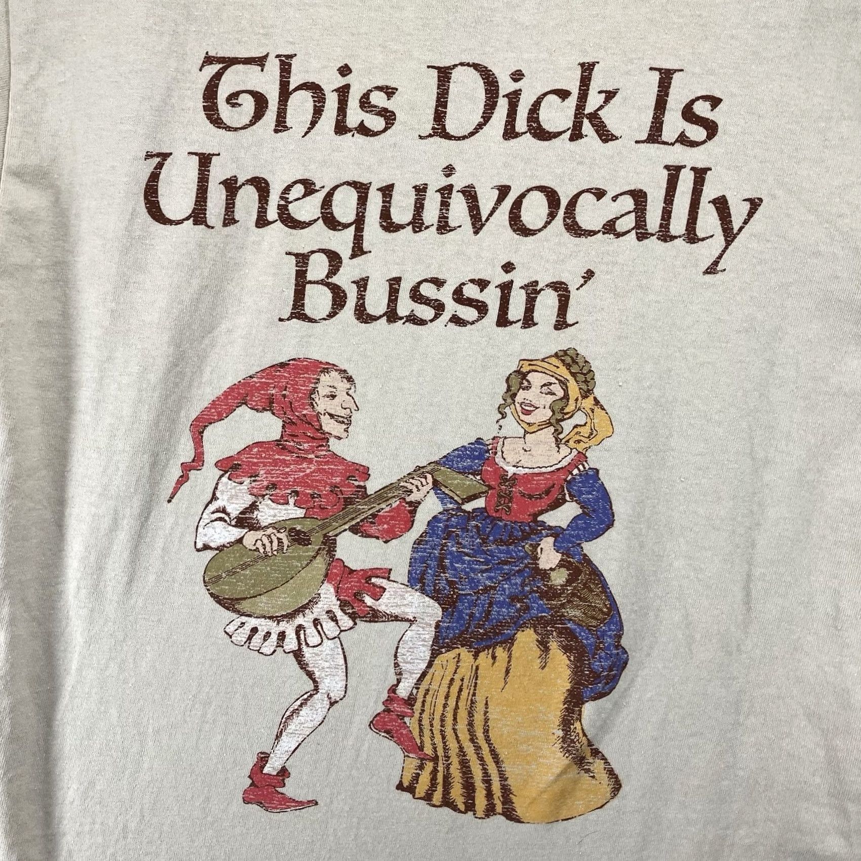 Vintage Spencer's Women's Adult T-Shirt Small Beige Medieval Retro Art Quote Funny Hilarious Dick Bussin Size S / US 4 / IT 40 - 3 Thumbnail