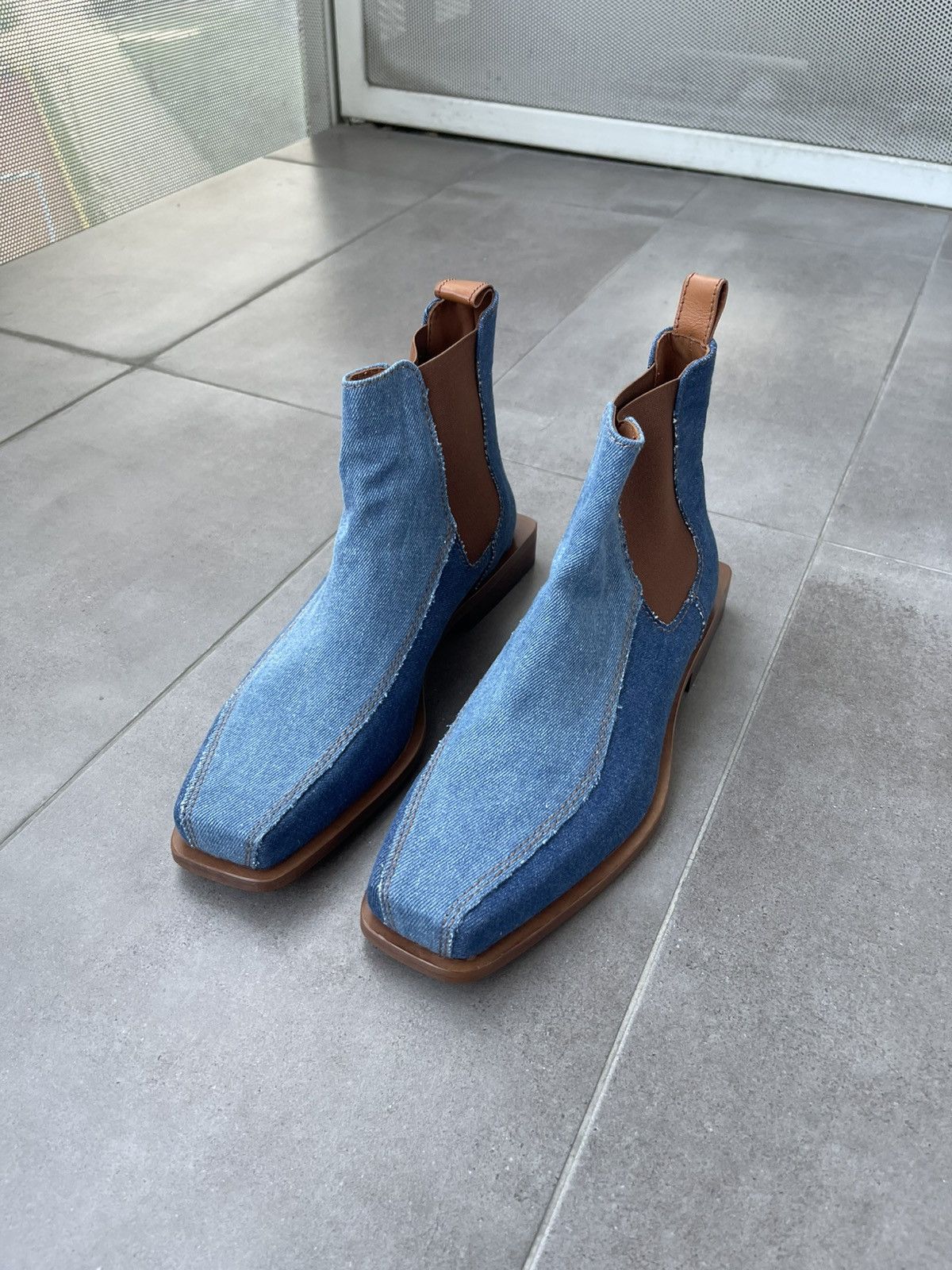 Ahluwalia !DS! SS23 Ahluwalia Tabali Denim Ankle Boots Size US 12 / EU 45 - 7 Thumbnail