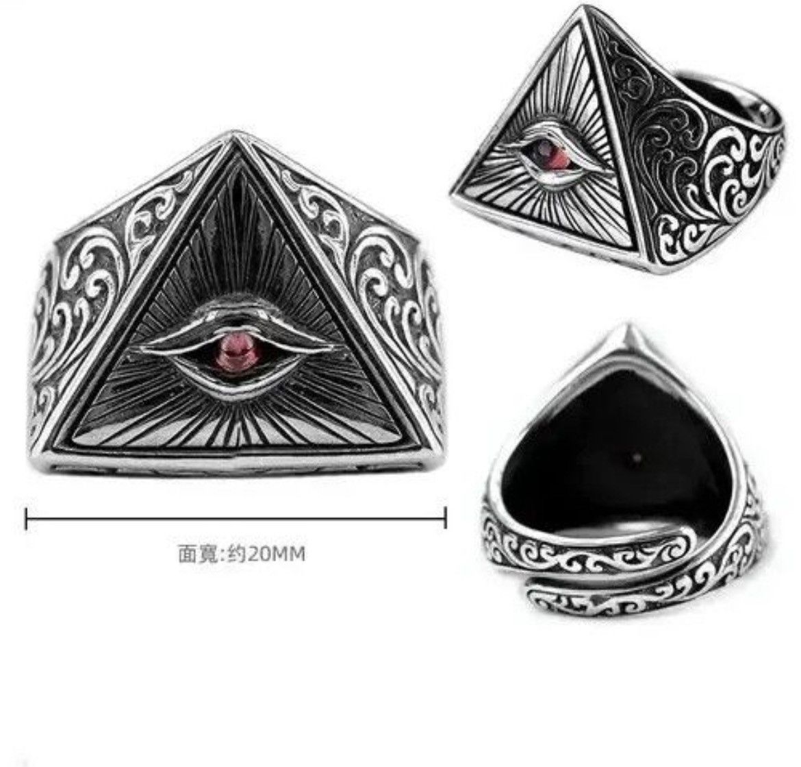 Jewelry × Vintage 925 Sterling Silver Devil Eye Ring Size ONE SIZE - 4 Thumbnail