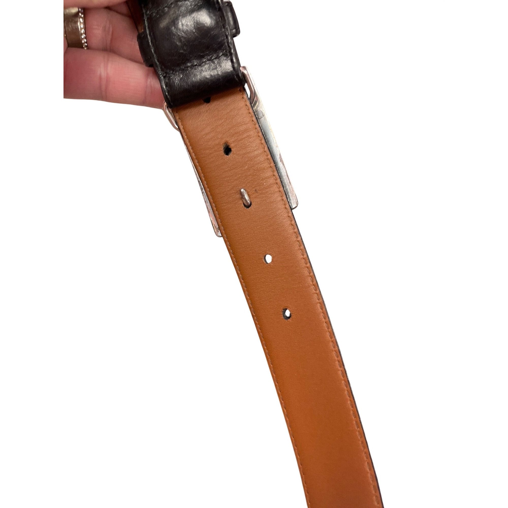 Brighton Brighton VTG mens black leather silver buckle belt sz 34, 41 Size 34 - 14 Thumbnail