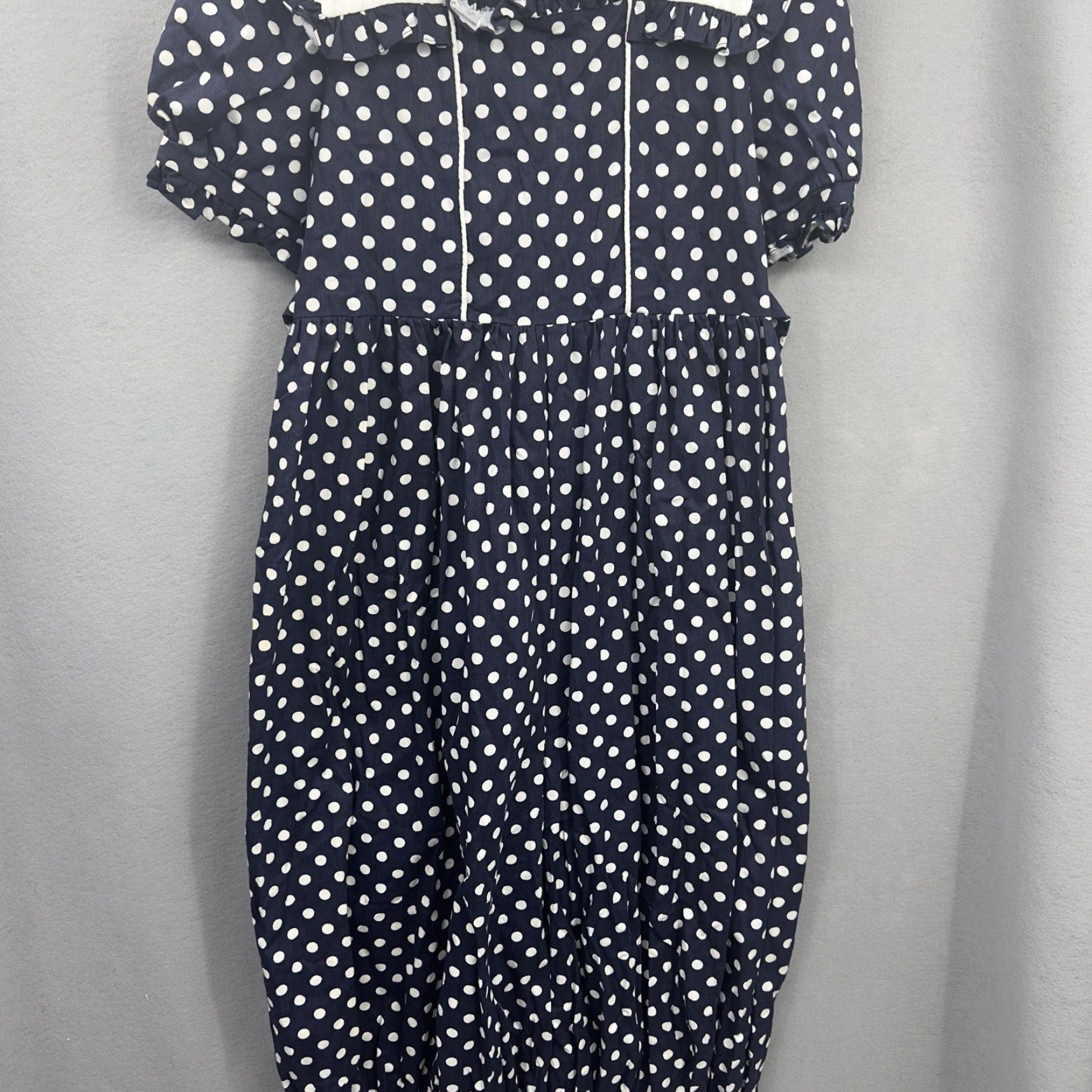 Vintage VINTAGE Suzy Peacock Boutique Romper Womens Small Polka Dot Blue Snap Legs READ Size 28" / US 6 / IT 42 - 5 Thumbnail