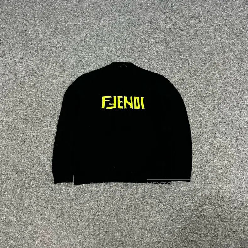 Fendi Green letter Logo floral cashmere knitted crew neck