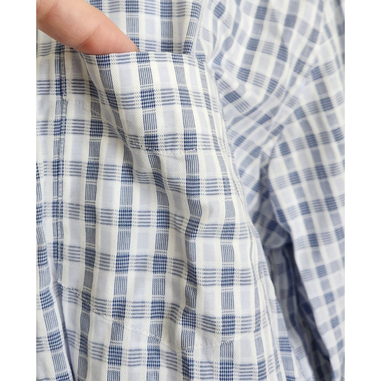 Tasso Elba Tasso Elba Blue White Plaid Button Long Sleeve Shirt 16 16.5 Size US XL / EU 56 / 4 - 2 Thumbnail