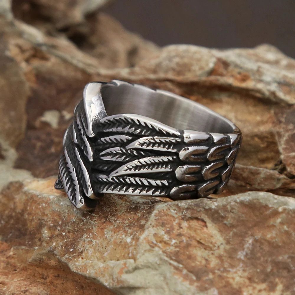 Jewelry Simple Retro Feather Ring Size ONE SIZE - 3 Thumbnail