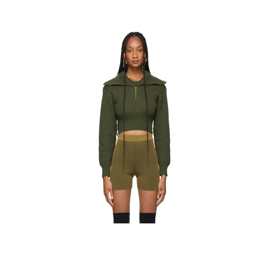 Jacquemus o1mle0325 La Maille Risoul Sweater in Dark Khaki Size XS / US 0-2 / IT 36-38 - 2 Thumbnail