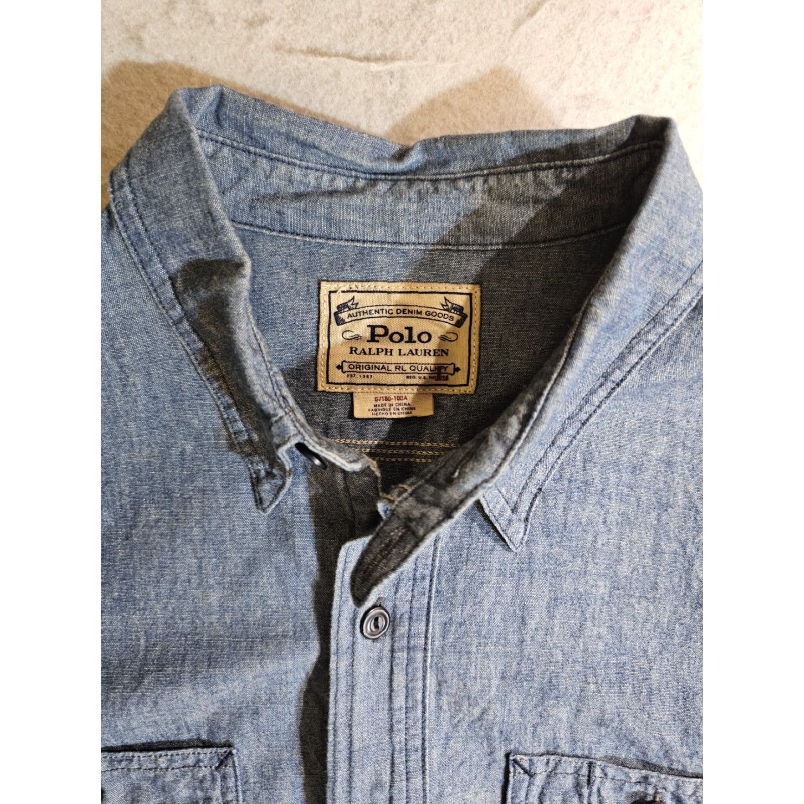Polo Ralph Lauren VINTAGE Polo Ralph Lauren Button-Up Shirt Denim Goods 80s 90s Mens L Blue Cotton Shirt Polo Ralph Lauren Mens L Size US L / EU 52-54 / 3 - 4 Thumbnail