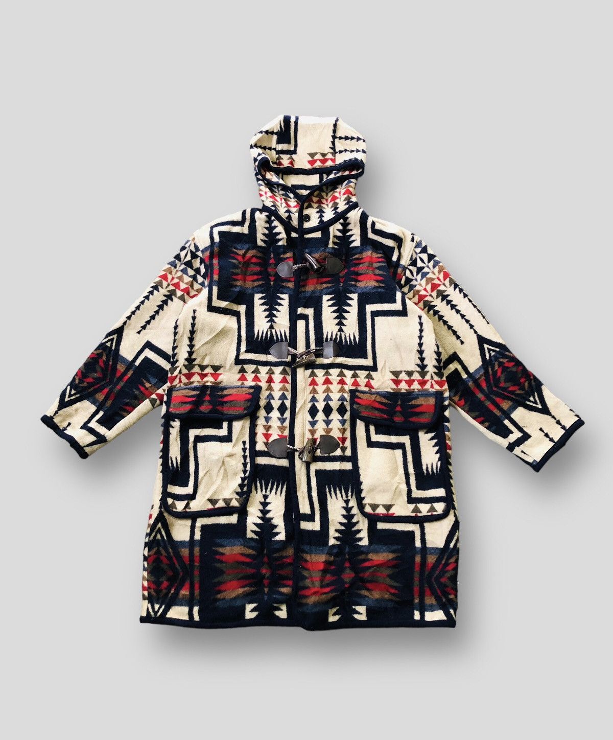 Japanese Brand Global News Navajo Fleece Duffle Coat Size US L / EU 52-54 / 3 - 3 Thumbnail
