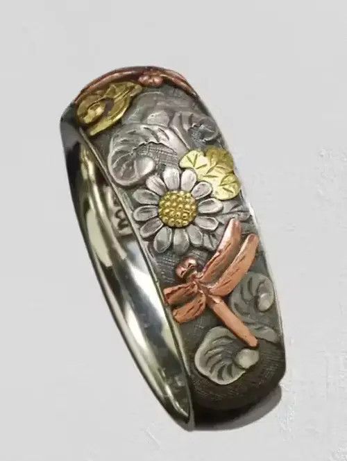 Jewelry × Vintage Flower & Dragonfly Decor Ring Size ONE SIZE - 3 Thumbnail