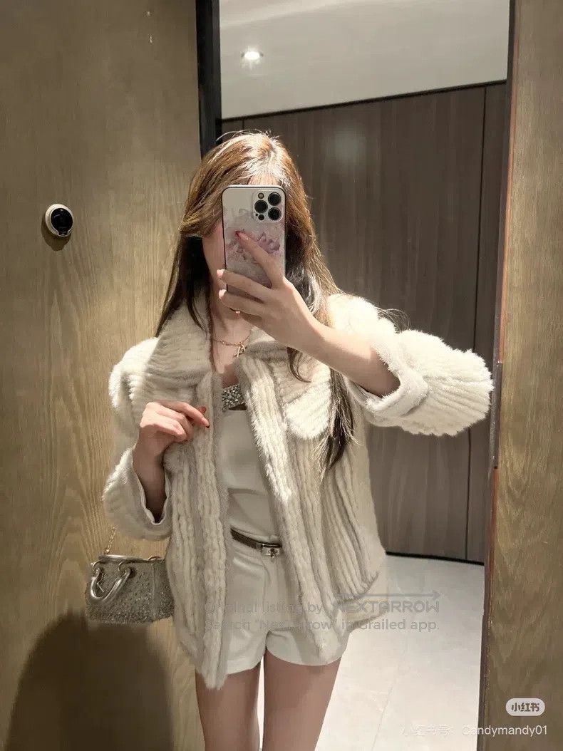 Fendi Fendi Pinkish blue and gray mixed with white fur-trimmed c Size XXS / US 00 / IT 34 - 8 Thumbnail