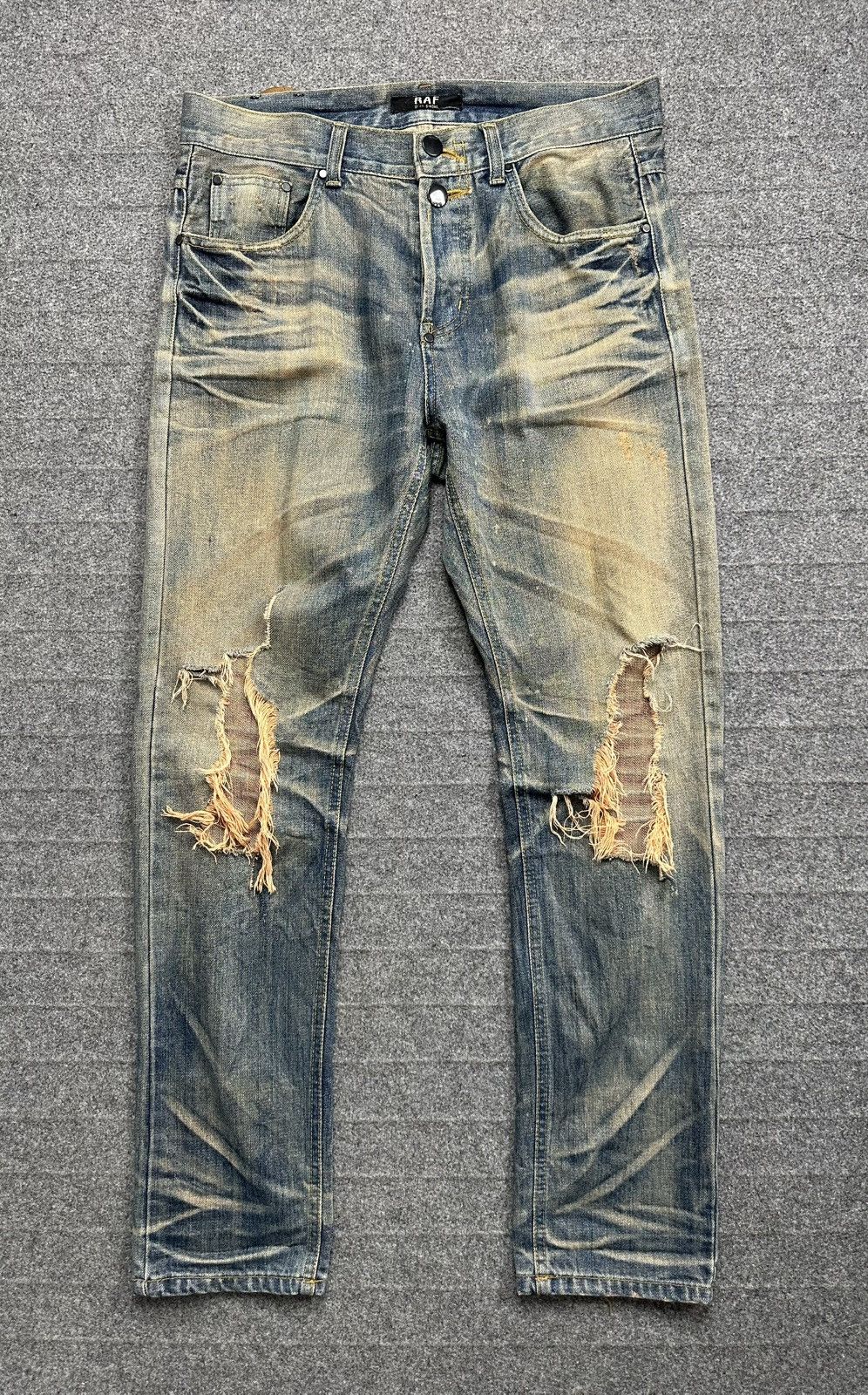 Raf by Raf Simons Raf By Raf Simons - Faded Blue Washed Ripped Knees Denim Size US 33 - 1 Thumbnail