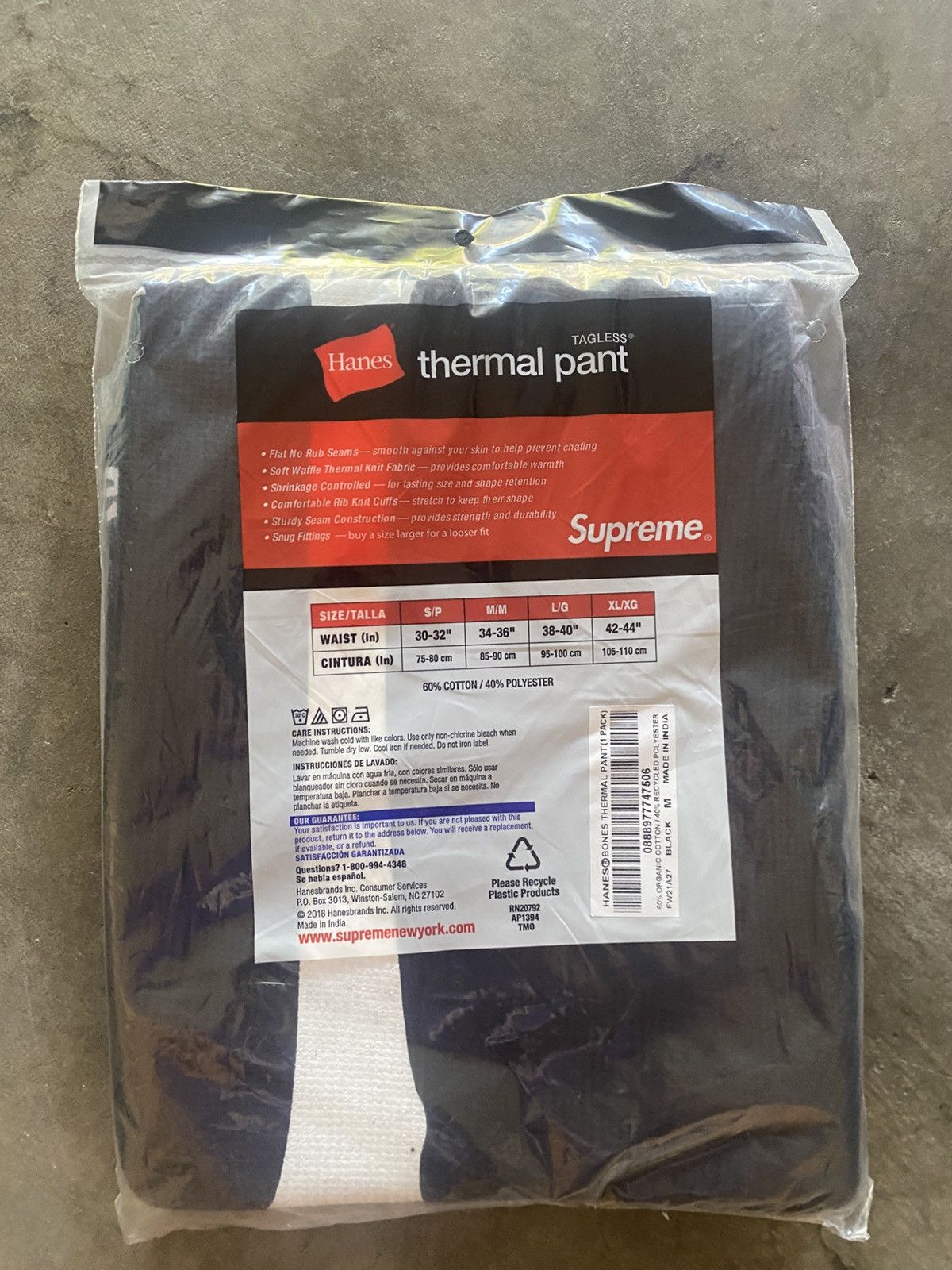Hanes × Supreme Supreme Hanes Bones Thermal Black M Size US 32 / EU 48 - 3 Thumbnail