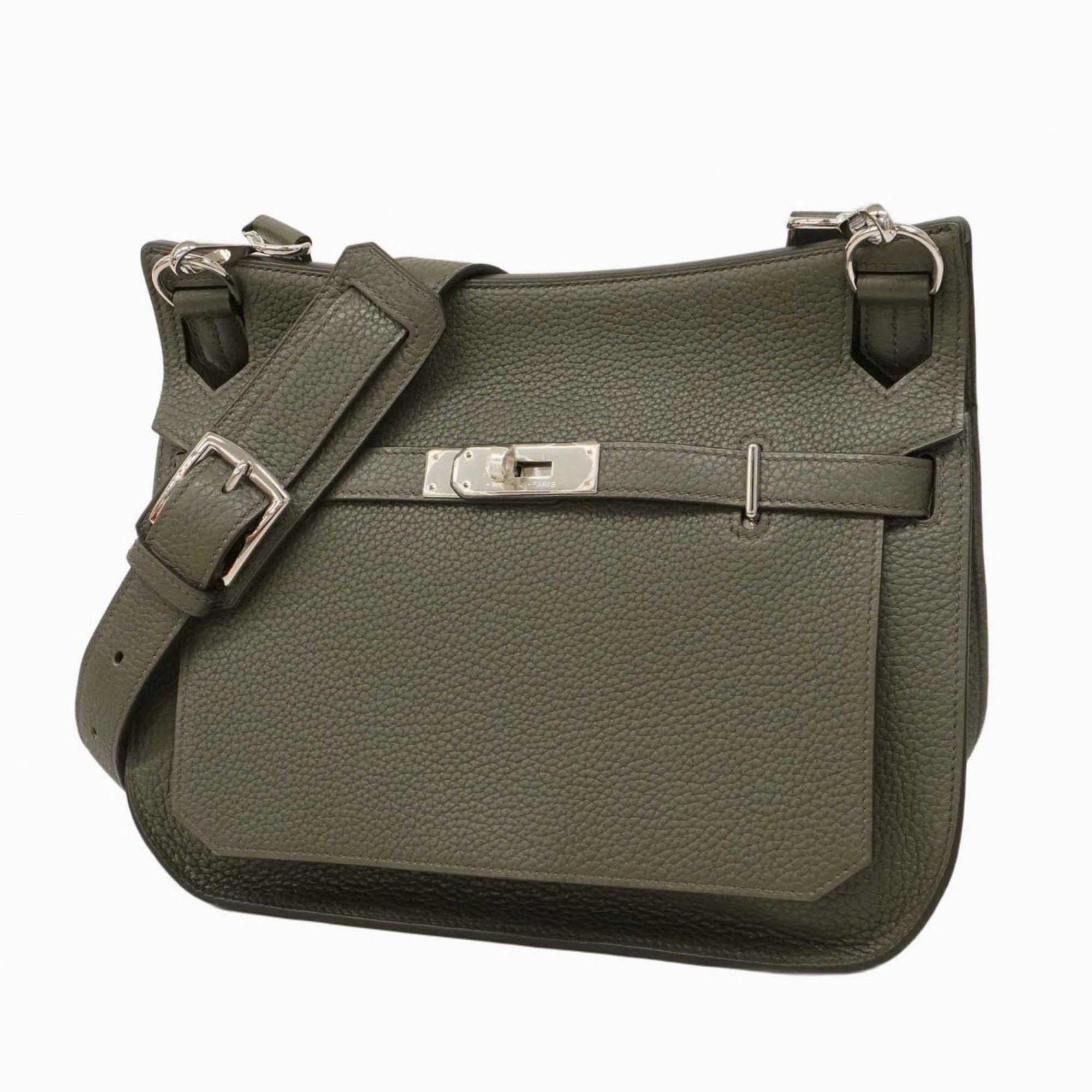 Hermes Shoulder Bag Gypsiere 28 Taurillon Clemence Vert Gris P Engraved Ladies, Women's