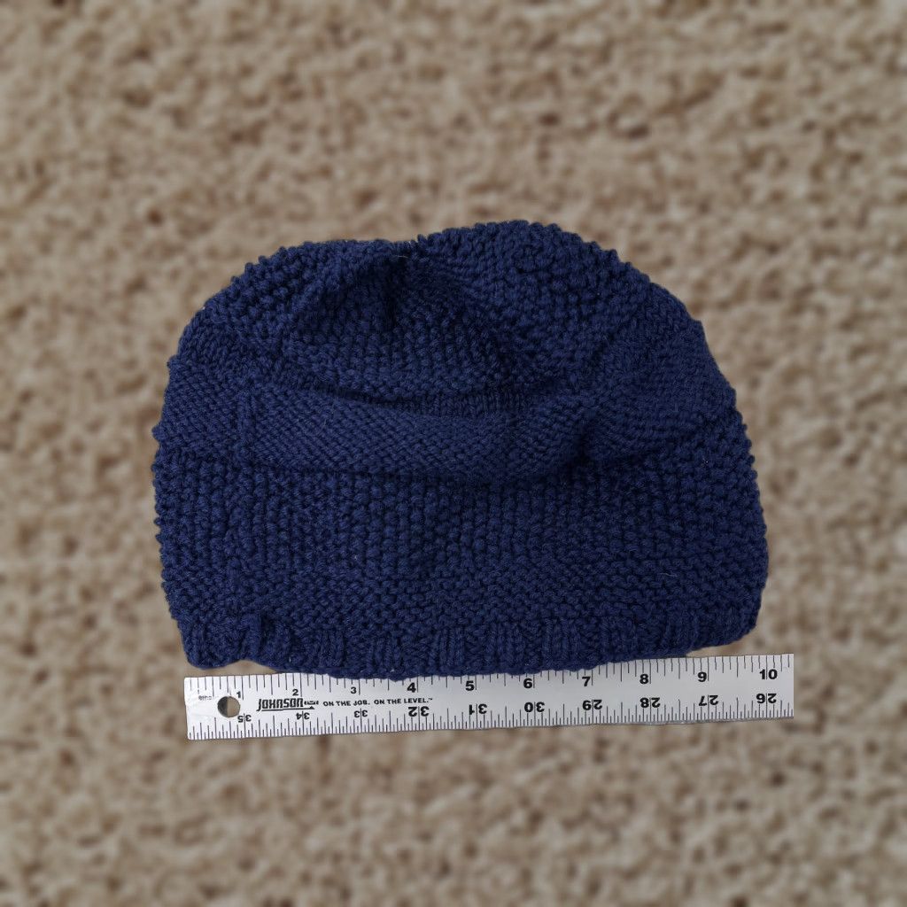 Vintage Beanie Toque Adult One Size Blue Knit Cotton Acrylic Blend Snow Winter Ski Hat/Cap Mens Beanie Blue Ski Theme 90s? Size ONE SIZE - 1 Thumbnail